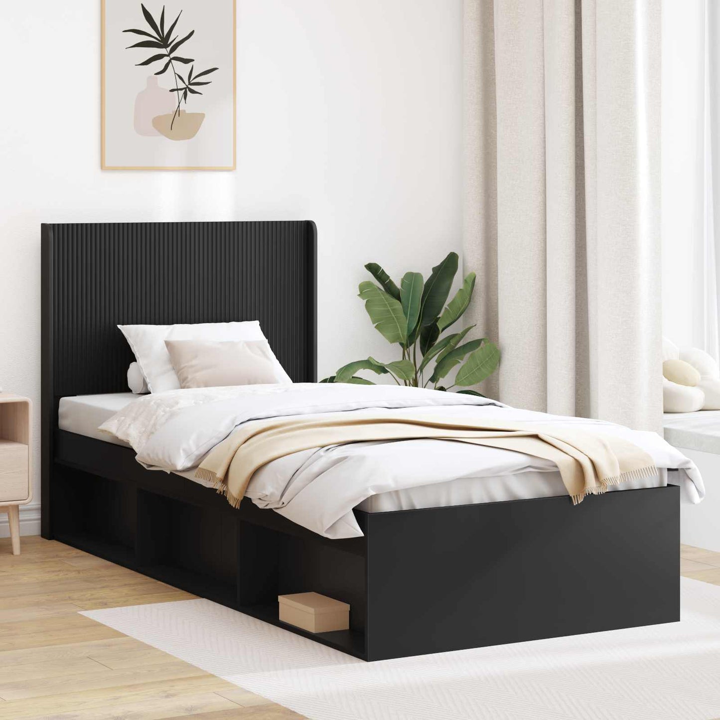 vidaXL Καλάθι με αποθήκη και κεφαλάρι Μαύρο 100 x 200 cm