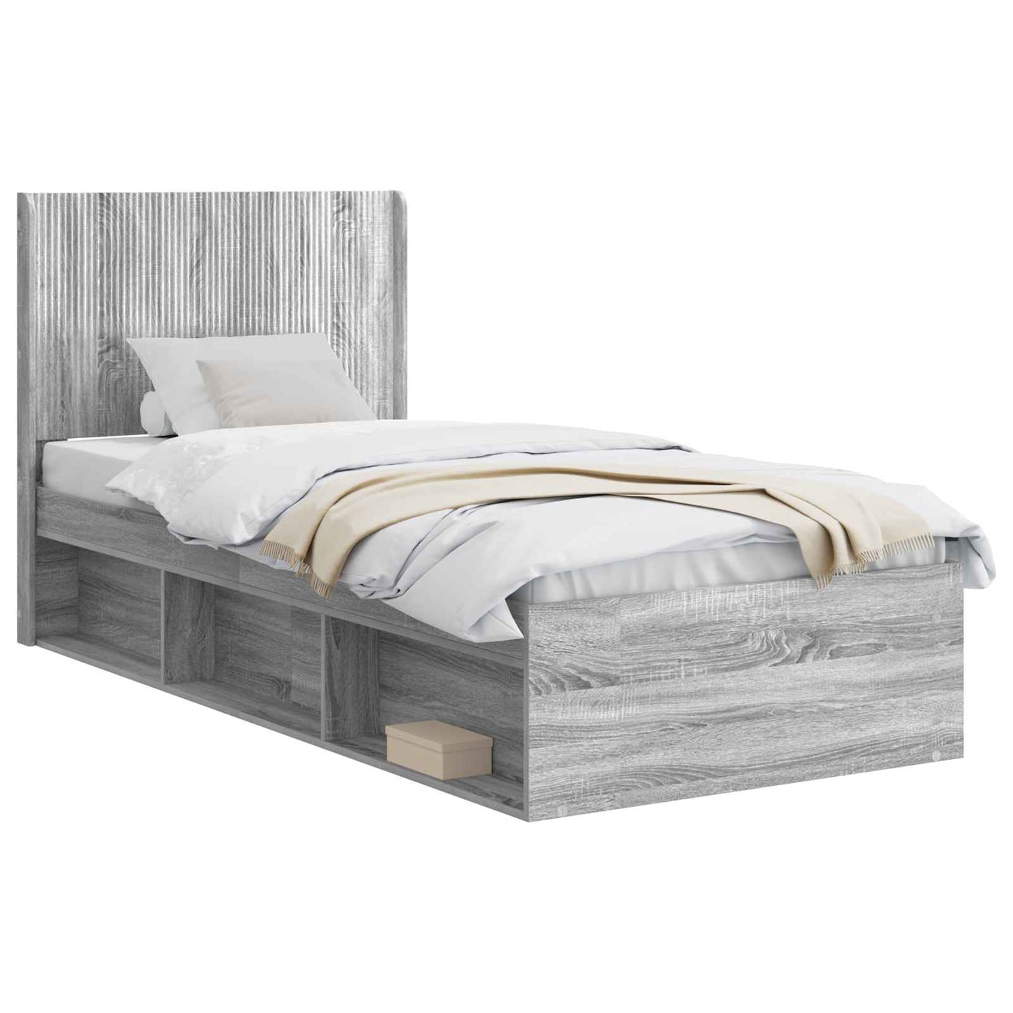 vidaXL Καλάθι με αποθήκη και κεφαλάρι Γκρι Sonoma 90 x 200 cm