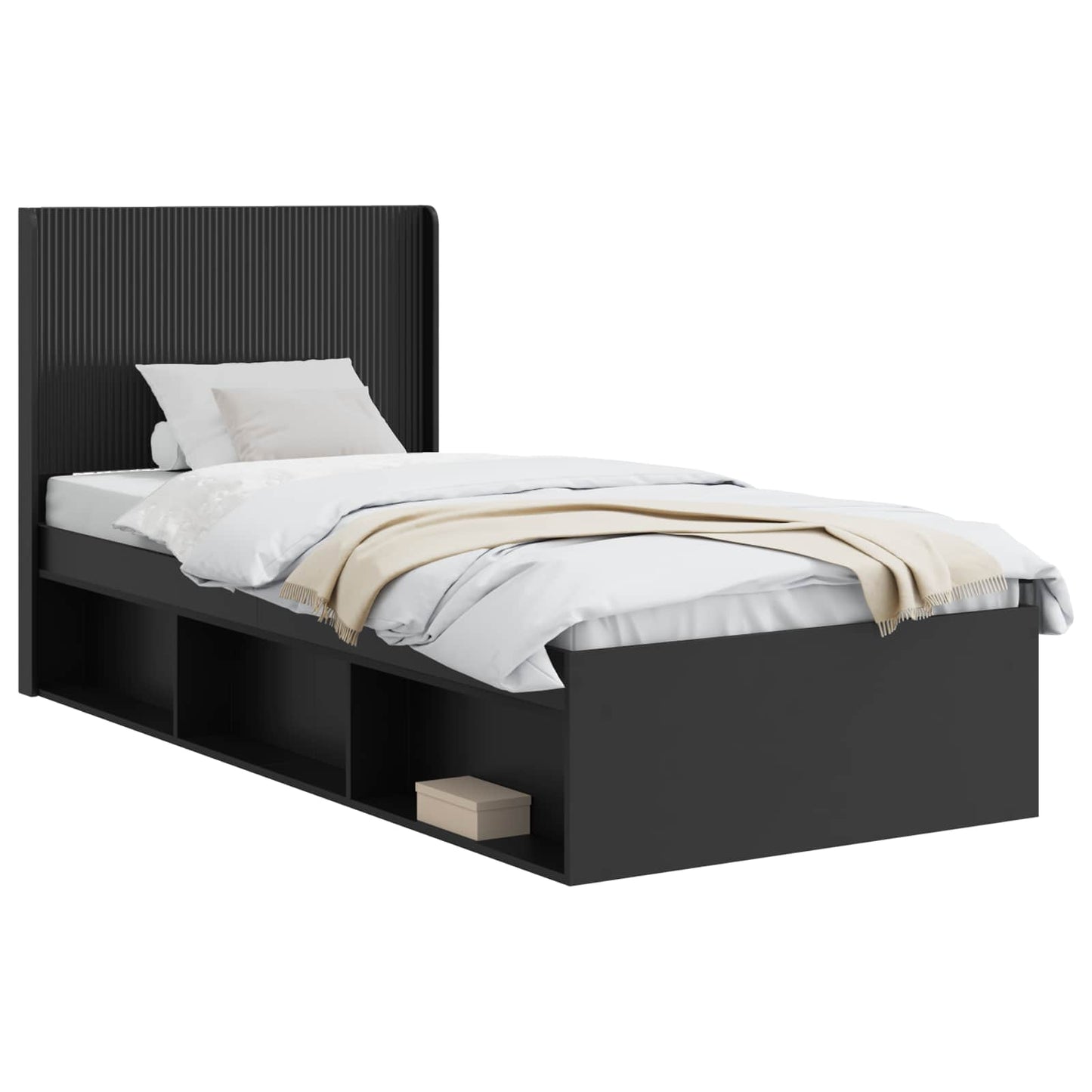 vidaXL Καλάθι με αποθήκη και κεφαλάρι Μαύρο 90 x 190 cm