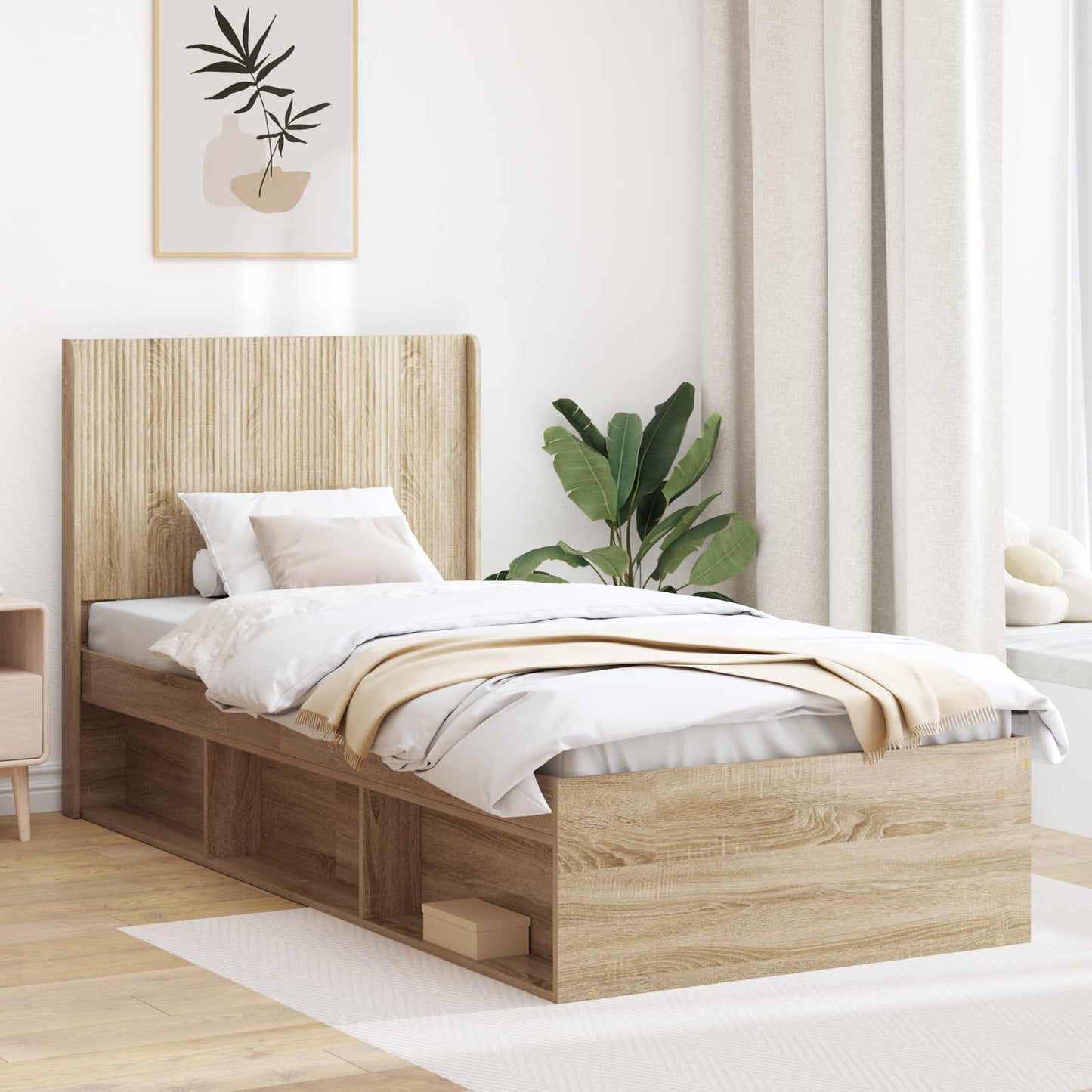 vidaXL Καλάθι με αποθήκη και κεφαλάρι Sonoma Δρυς 75 x 190 cm