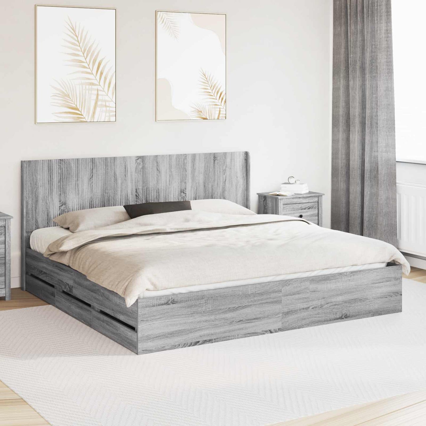 vidaXL Καλάθι με αποθήκη και κεφαλάρι Γκρι Sonoma 200 x 200 cm