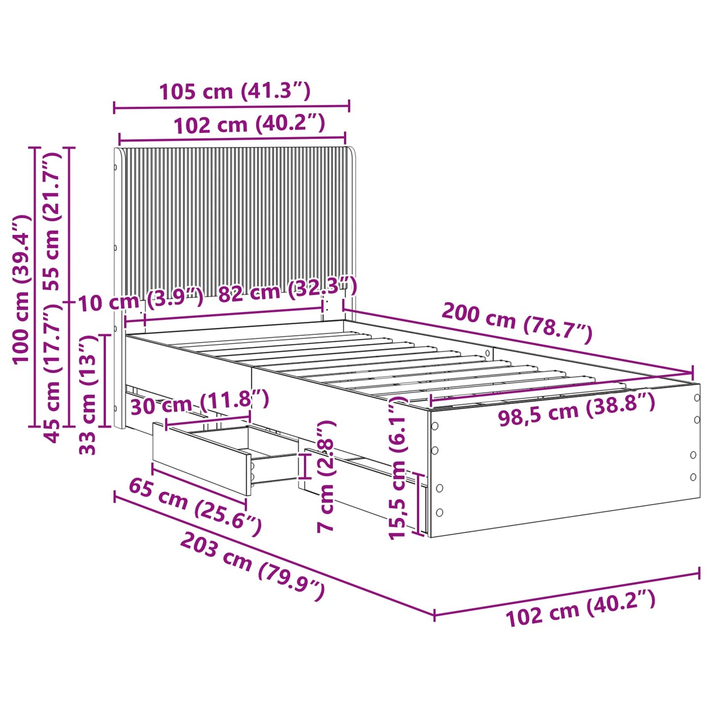 vidaXL Καλάθι με αποθήκη και κεφαλάρι Sonoma Δρυς 100 x 200 cm