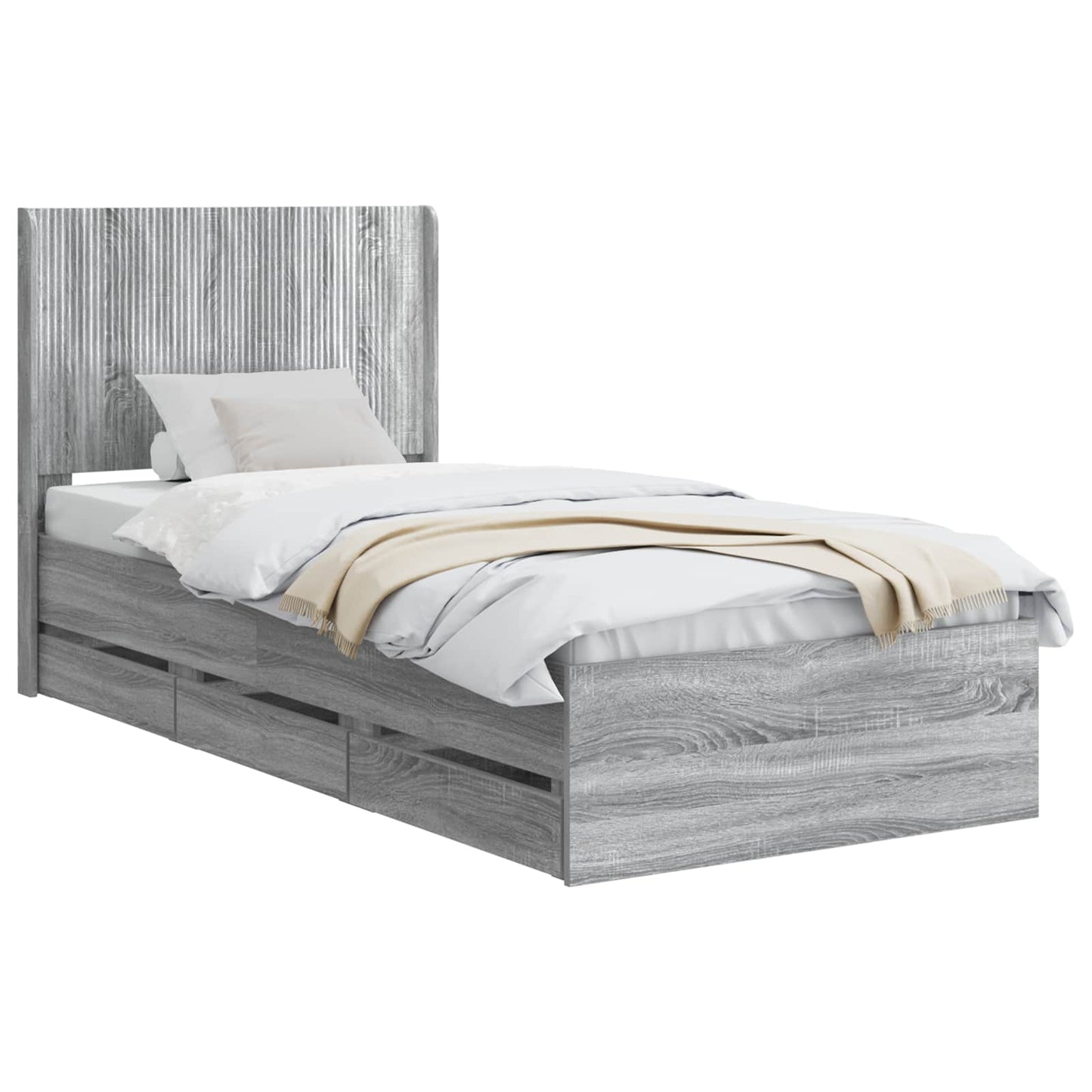 vidaXL Καλάθι με αποθήκη και κεφαλάρι Γκρι Sonoma 100 x 200 cm