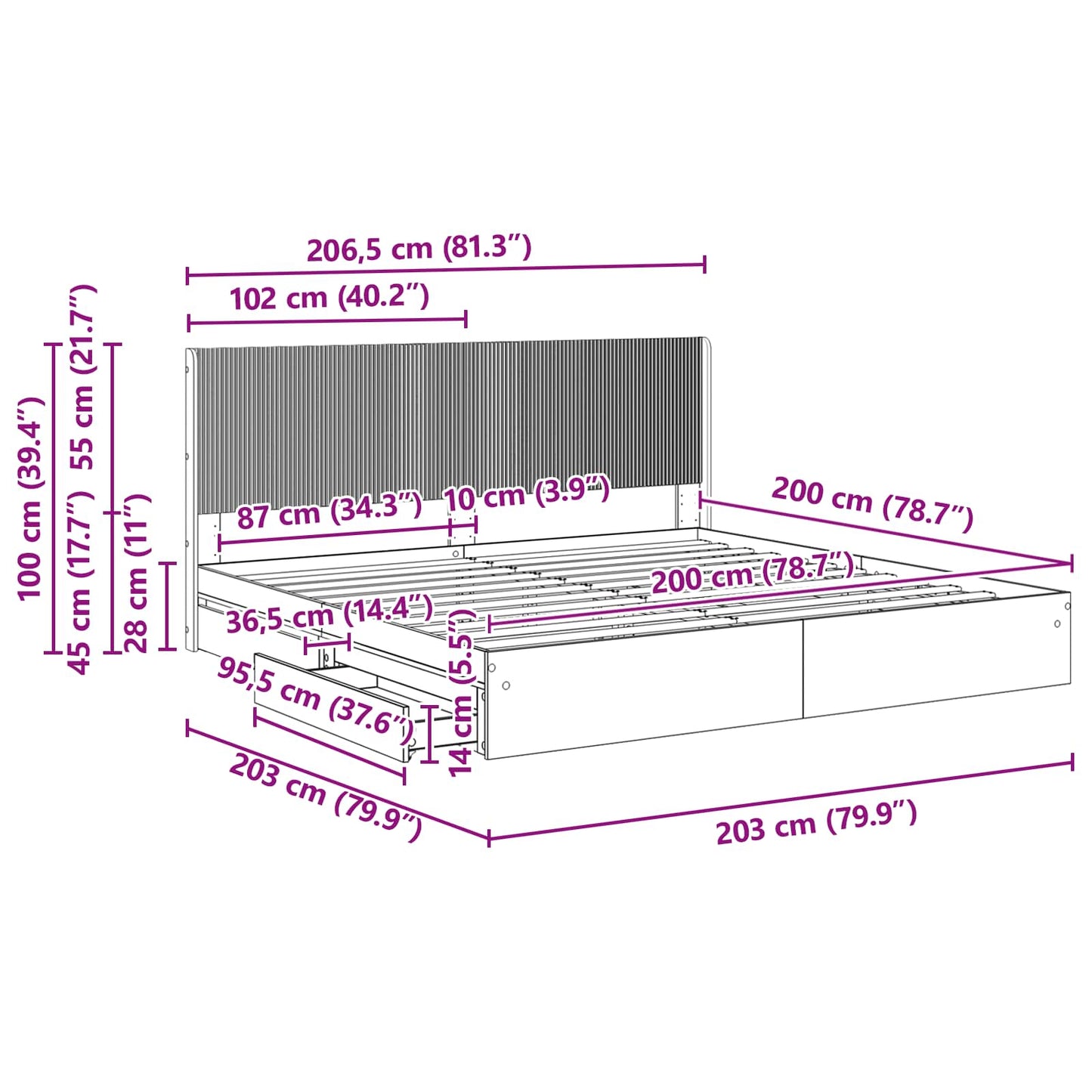 vidaXL Καλάθι με αποθήκη και κεφαλάρι Γκρι Sonoma 200 x 200 cm