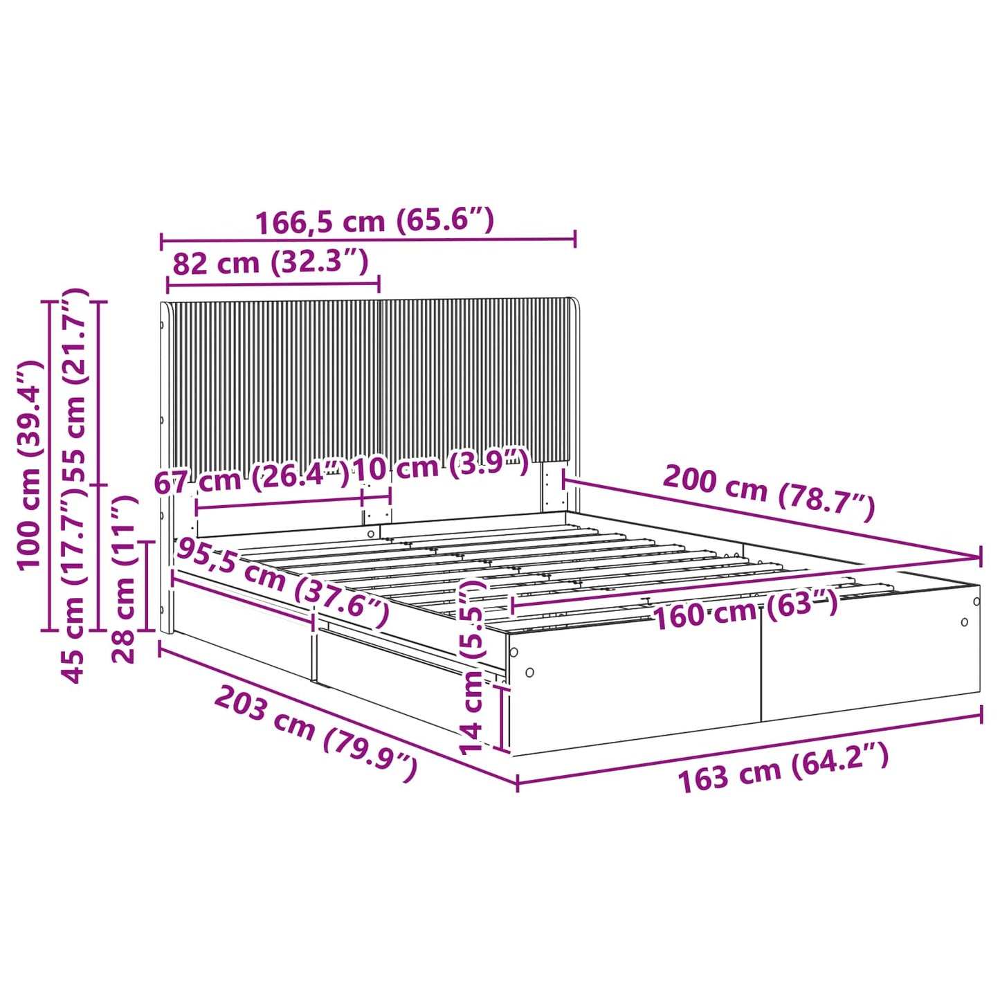 vidaXL Καλάθι με αποθήκη και κεφαλάρι Λευκό 160 x 200 cm
