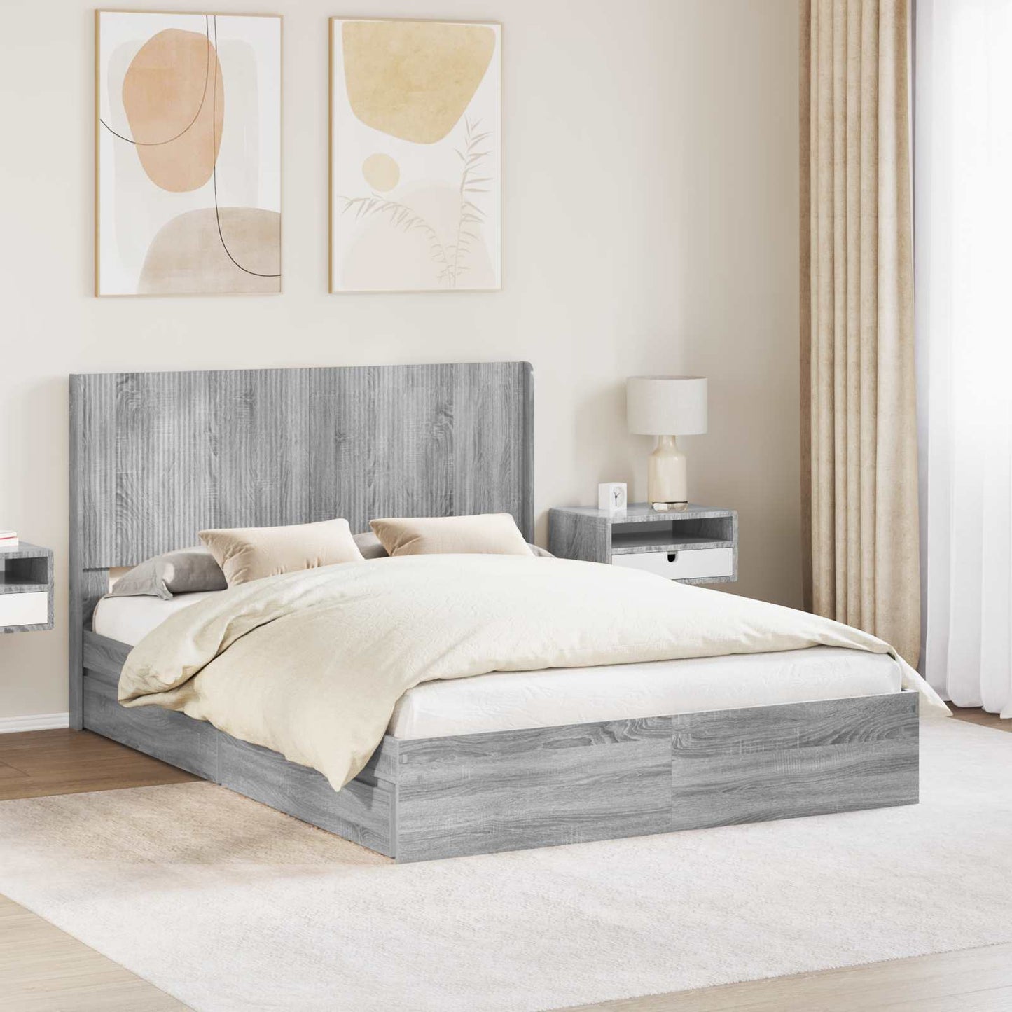 vidaXL Καλάθι με αποθήκη και κεφαλάρι Γκρι Sonoma 150 x 200 cm