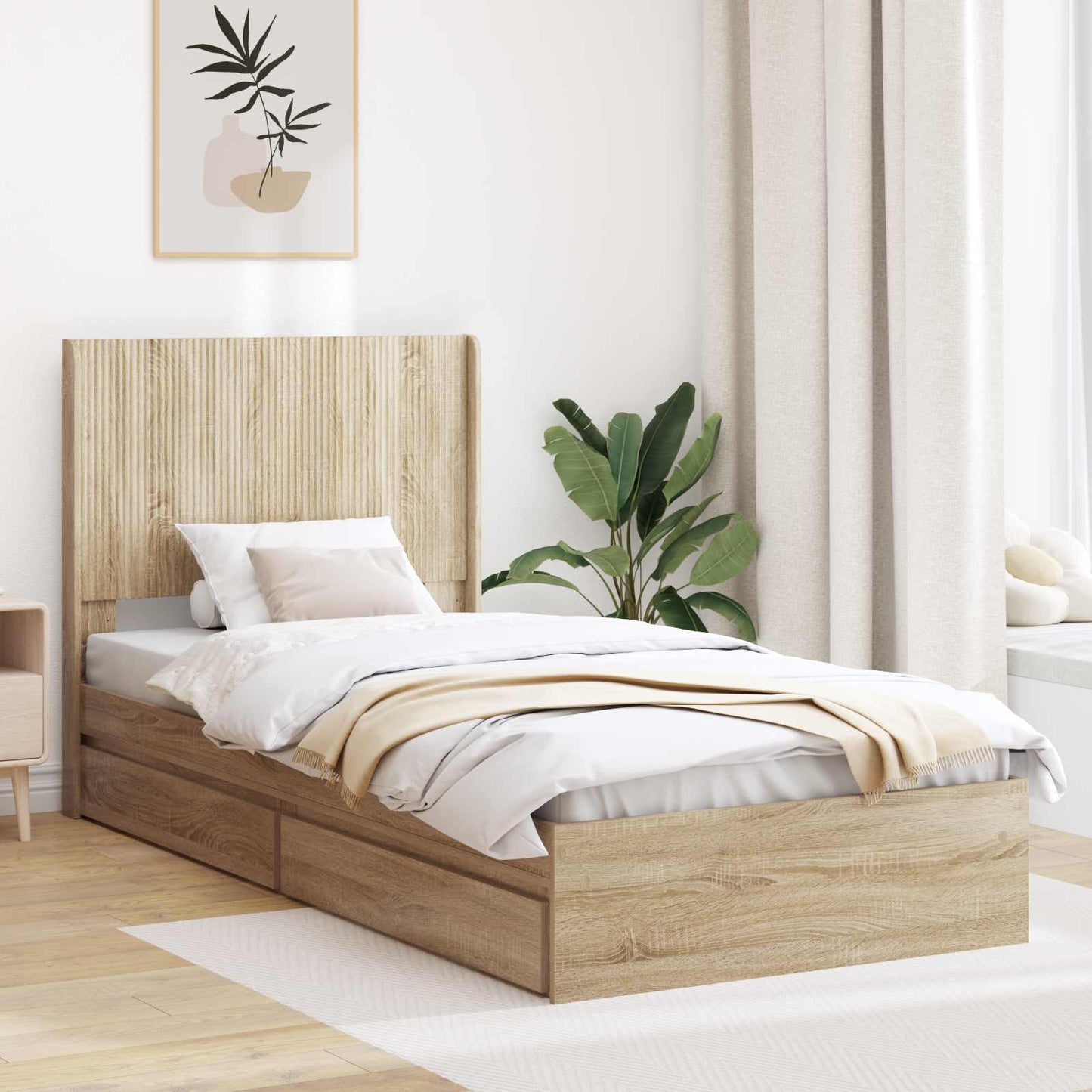 vidaXL Καλάθι με αποθήκη και κεφαλάρι Sonoma Δρυς 90 x 200 cm
