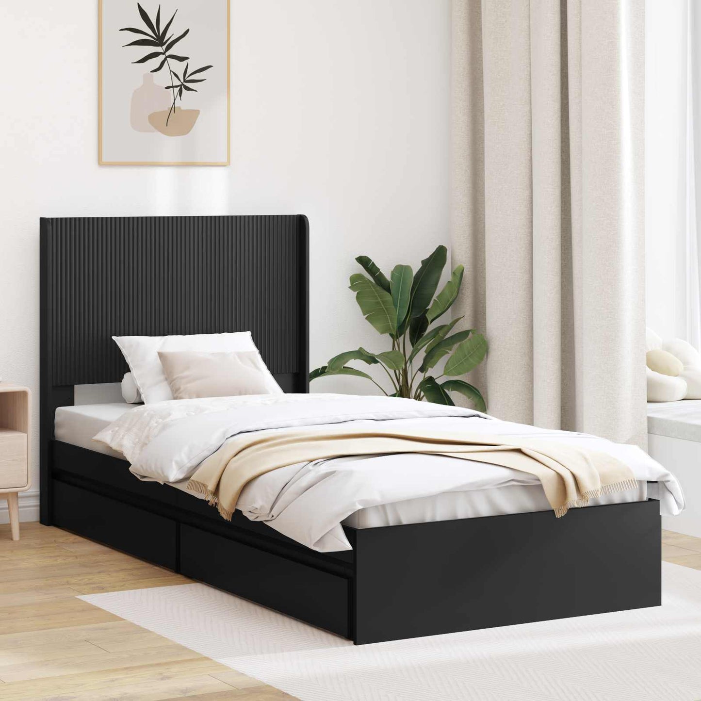 vidaXL Καλάθι με αποθήκη και κεφαλάρι Μαύρο 75 x 190 cm