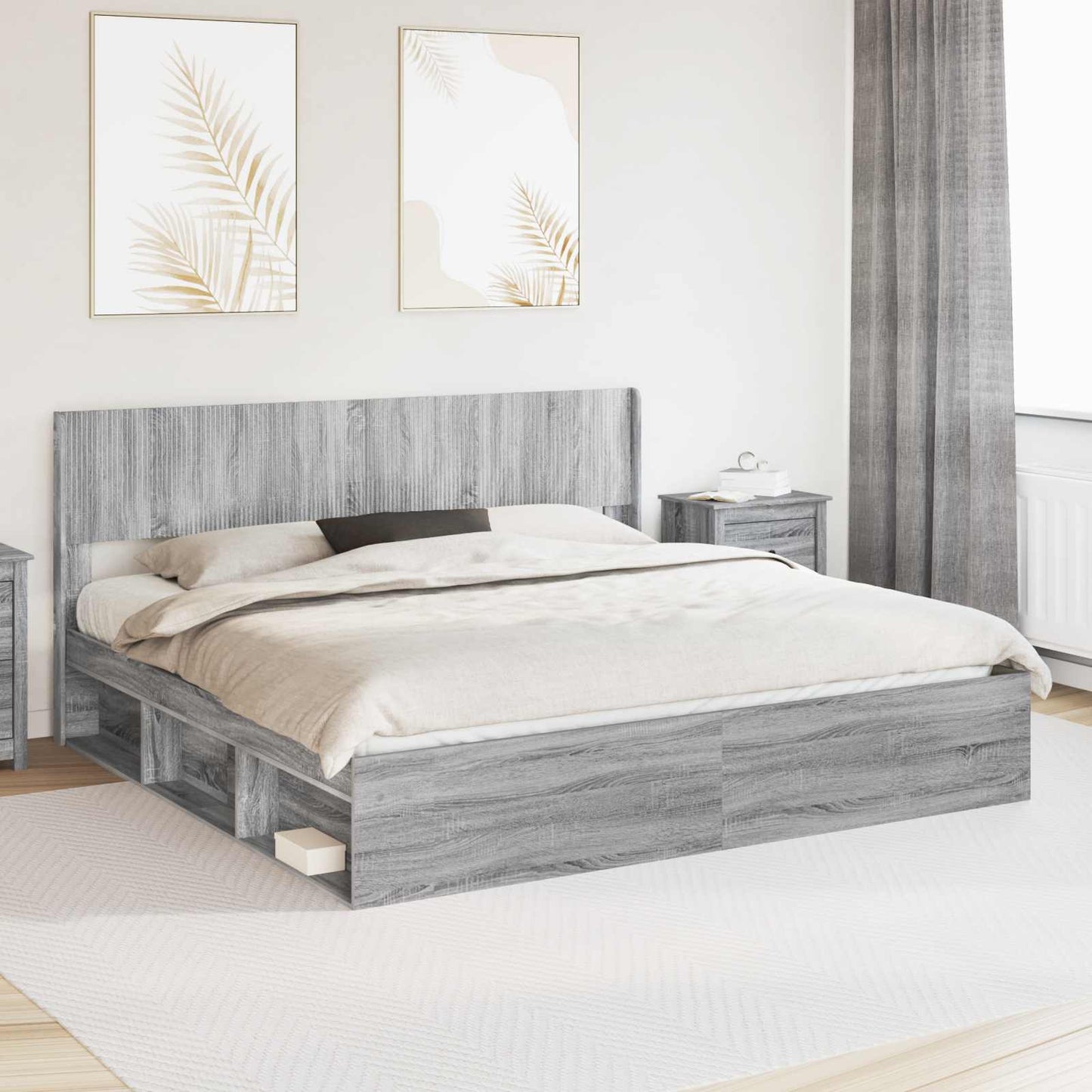 vidaXL Καλάθι με αποθήκη και κεφαλάρι Γκρι Sonoma 180 x 200 cm