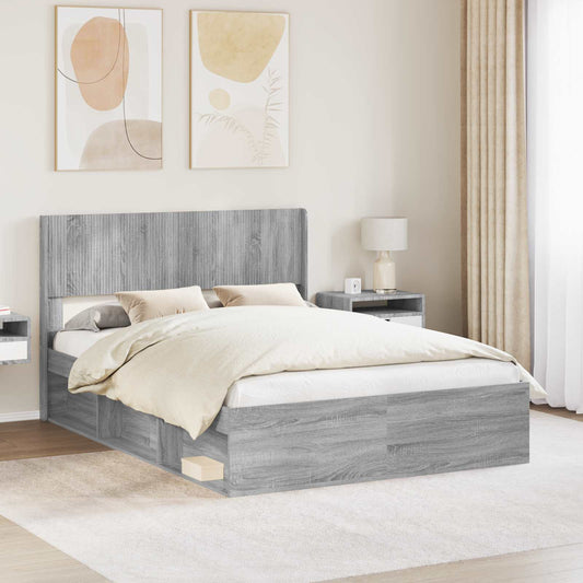 vidaXL Καλάθι με αποθήκη και κεφαλάρι Γκρι Sonoma 140 x 200 cm