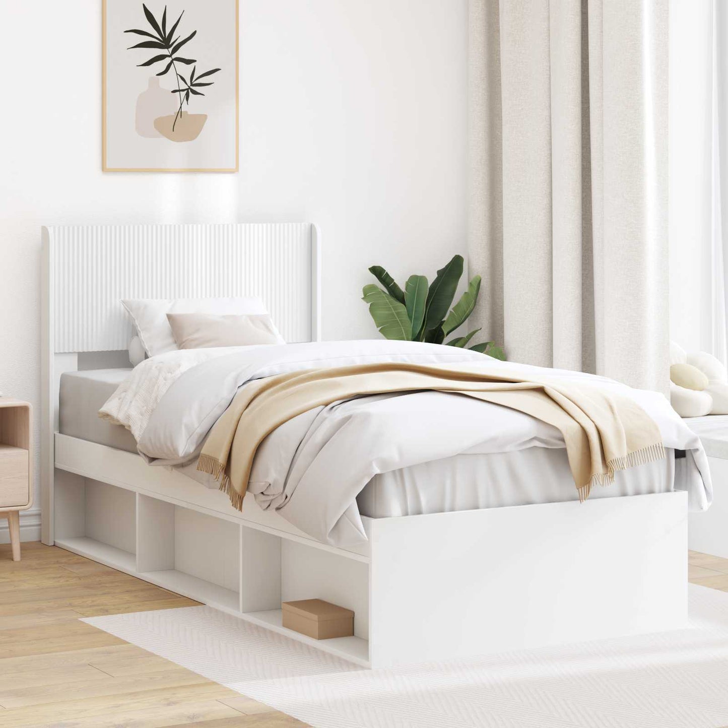 vidaXL Καλάθι με αποθήκη και κεφαλάρι Λευκό 100 x 200 cm