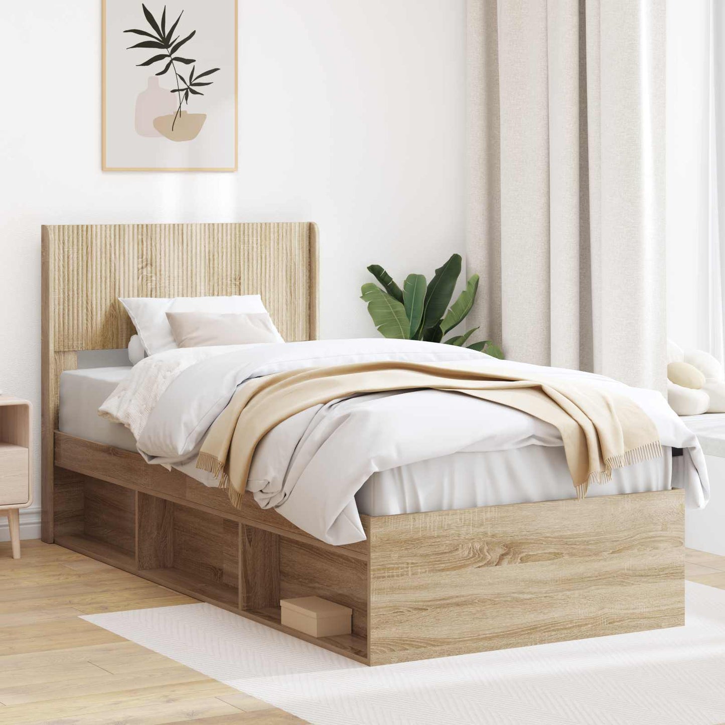 vidaXL Καλάθι με αποθήκη και κεφαλάρι Sonoma Δρυς 90 x 190 cm