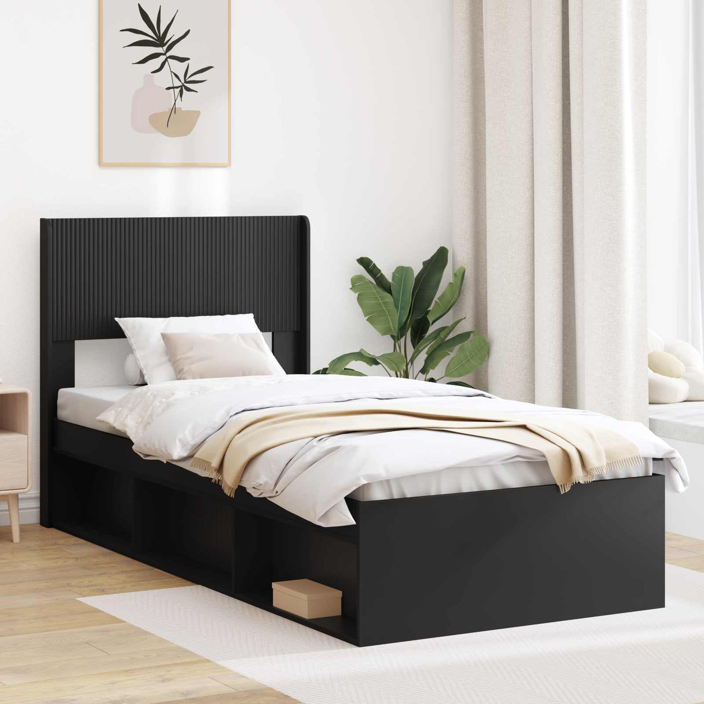 vidaXL Καλάθι με αποθήκη και κεφαλάρι Μαύρο 75 x 190 cm
