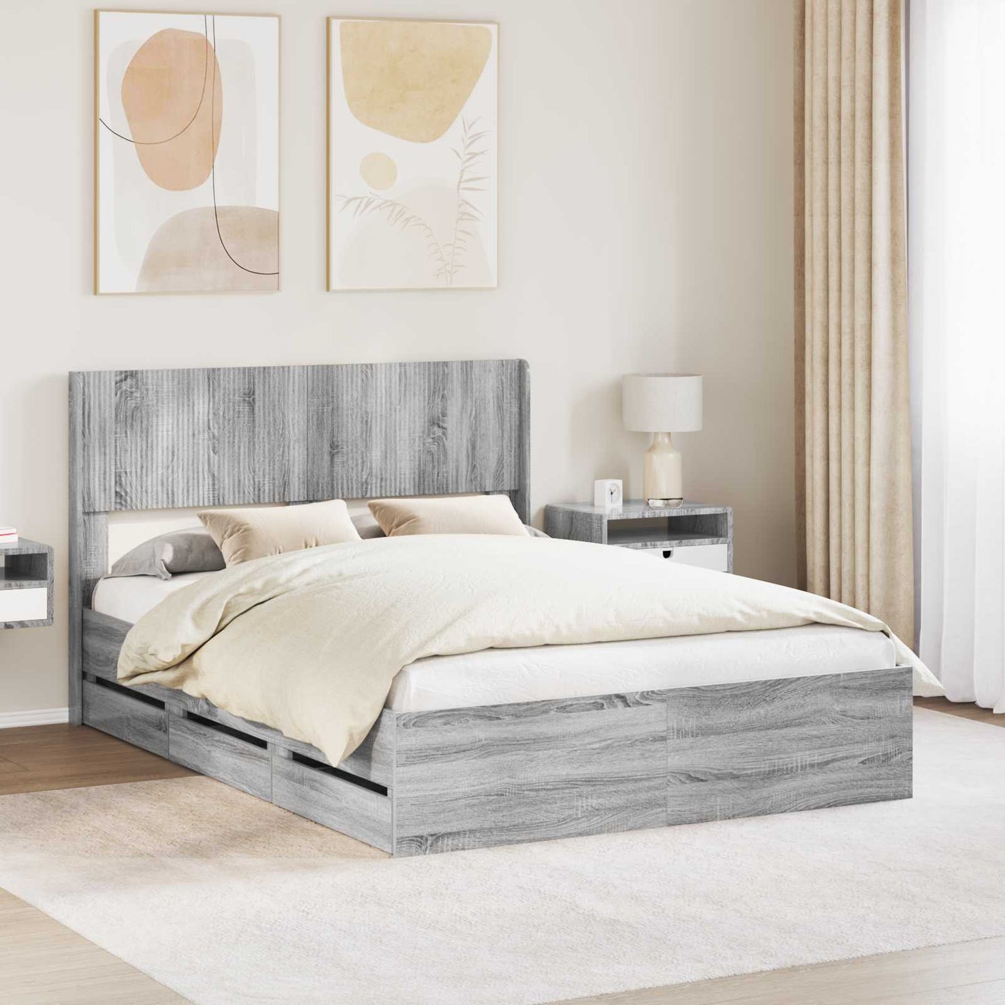 vidaXL Καλάθι με αποθήκη και κεφαλάρι Γκρι Sonoma 140 x 200 cm