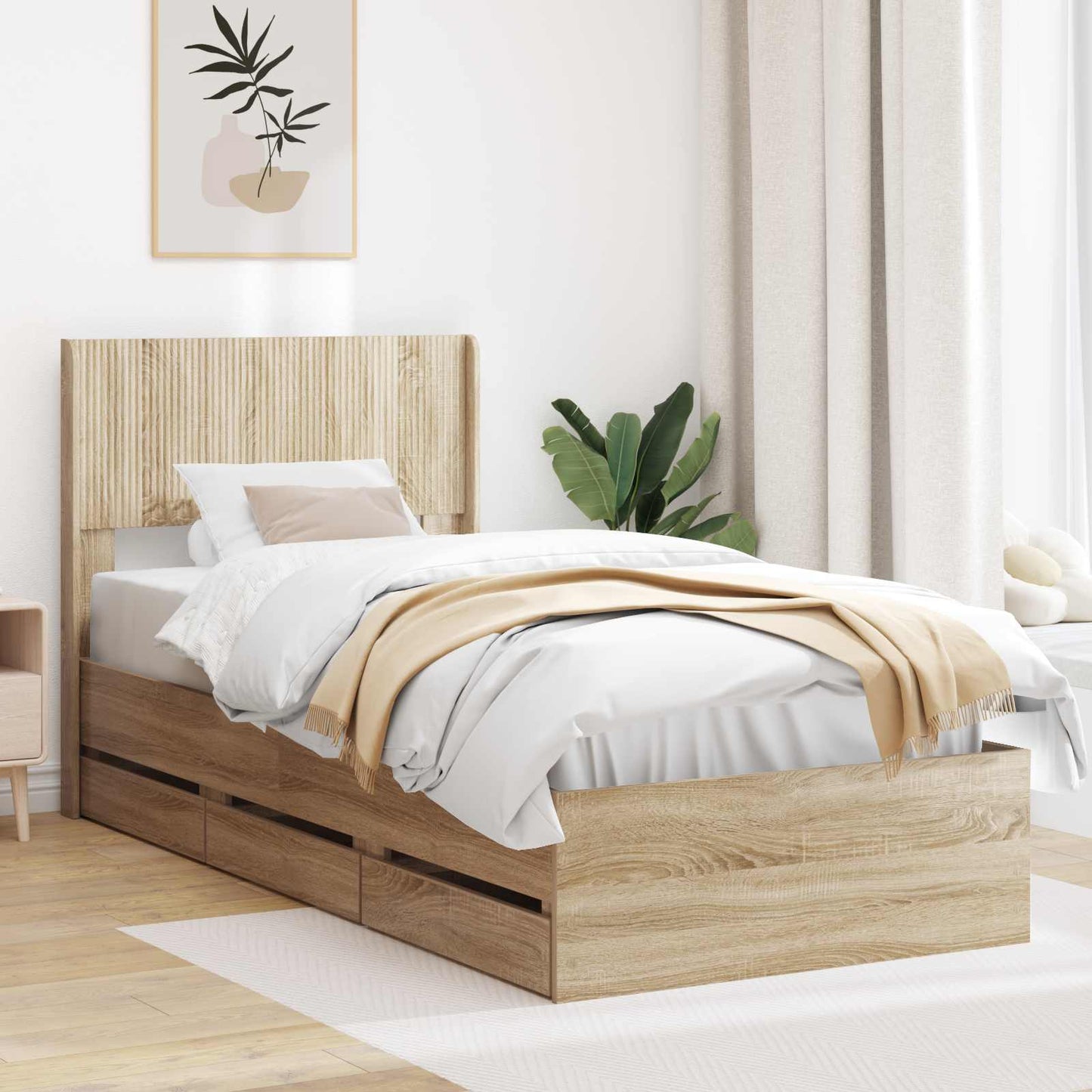 vidaXL Καλάθι με αποθήκη και κεφαλάρι Sonoma Δρυς 100 x 200 cm