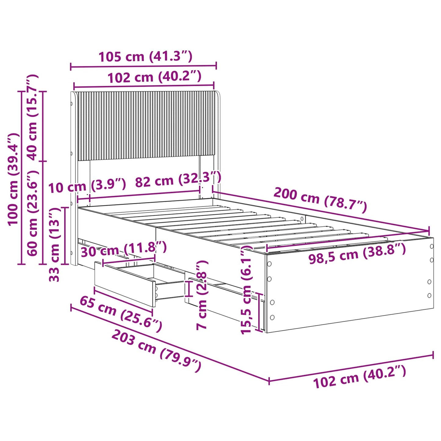 vidaXL Καλάθι με αποθήκη και κεφαλάρι Sonoma Δρυς 100 x 200 cm