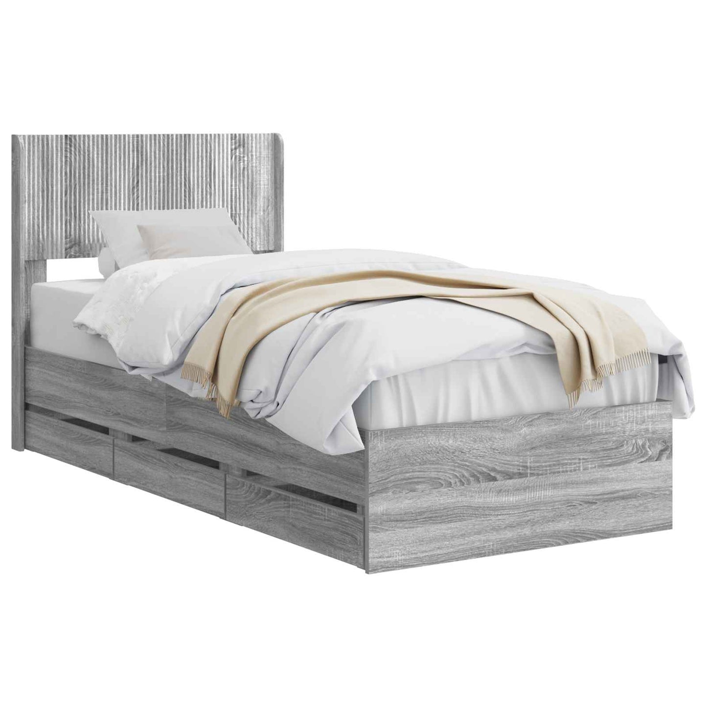vidaXL Καλάθι με αποθήκη και κεφαλάρι Γκρι Sonoma 90 x 200 cm