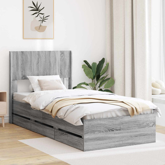 vidaXL Καλάθι με αποθήκη και κεφαλάρι Γκρι Sonoma 75 x 190 cm