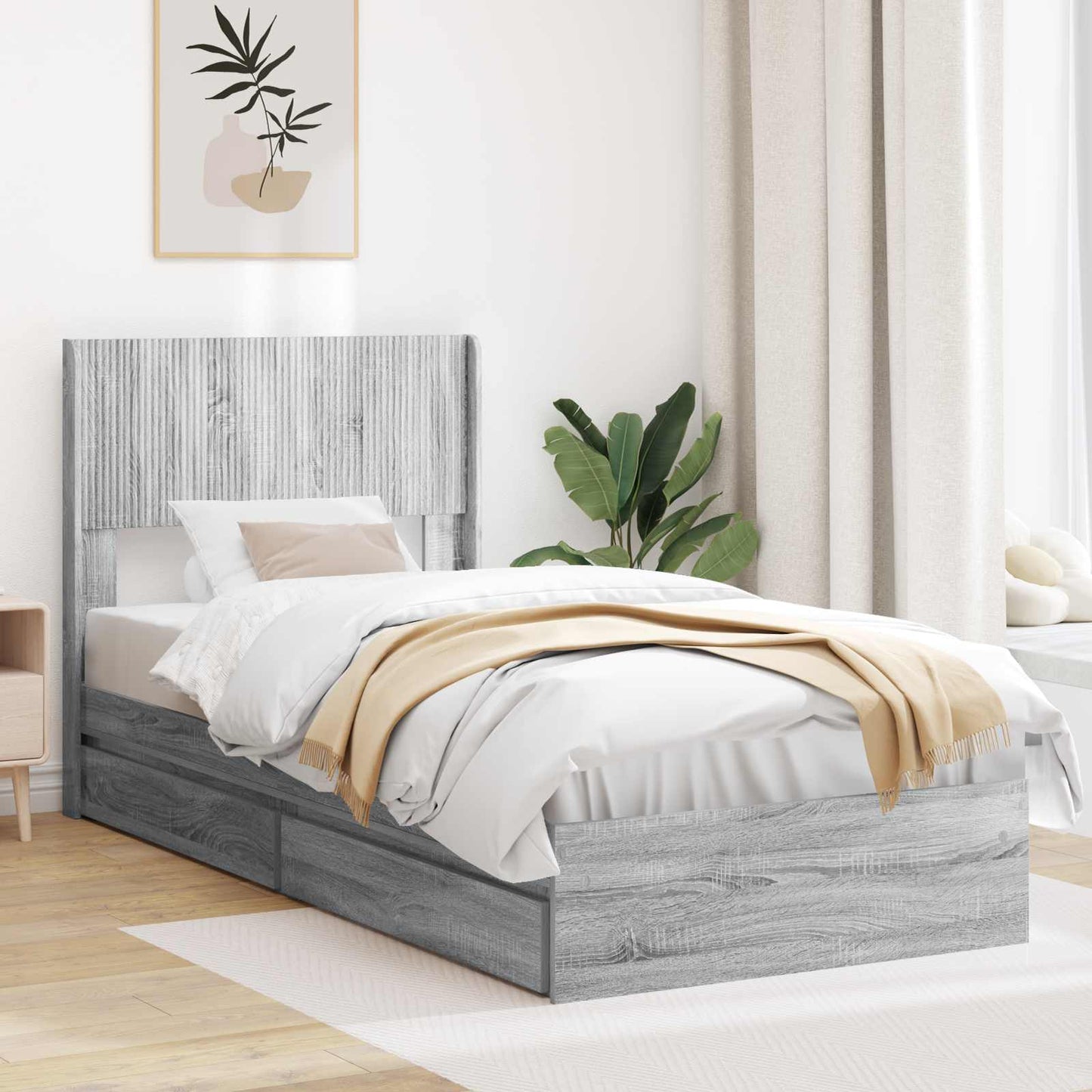 vidaXL Καλάθι με αποθήκη και κεφαλάρι Γκρι Sonoma 100 x 200 cm