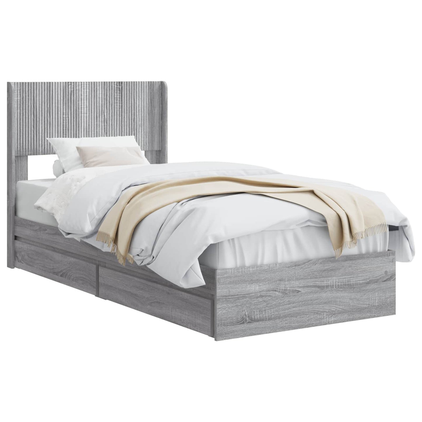 vidaXL Καλάθι με αποθήκη και κεφαλάρι Γκρι Sonoma 100 x 200 cm