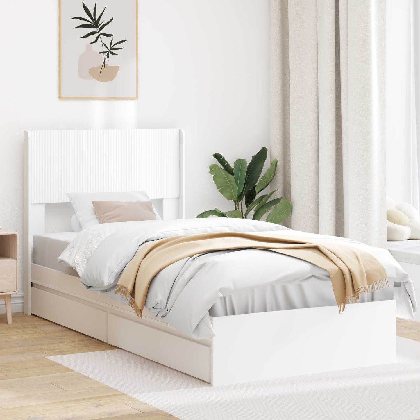 vidaXL Καλάθι με αποθήκη και κεφαλάρι Λευκό 90 x 200 cm