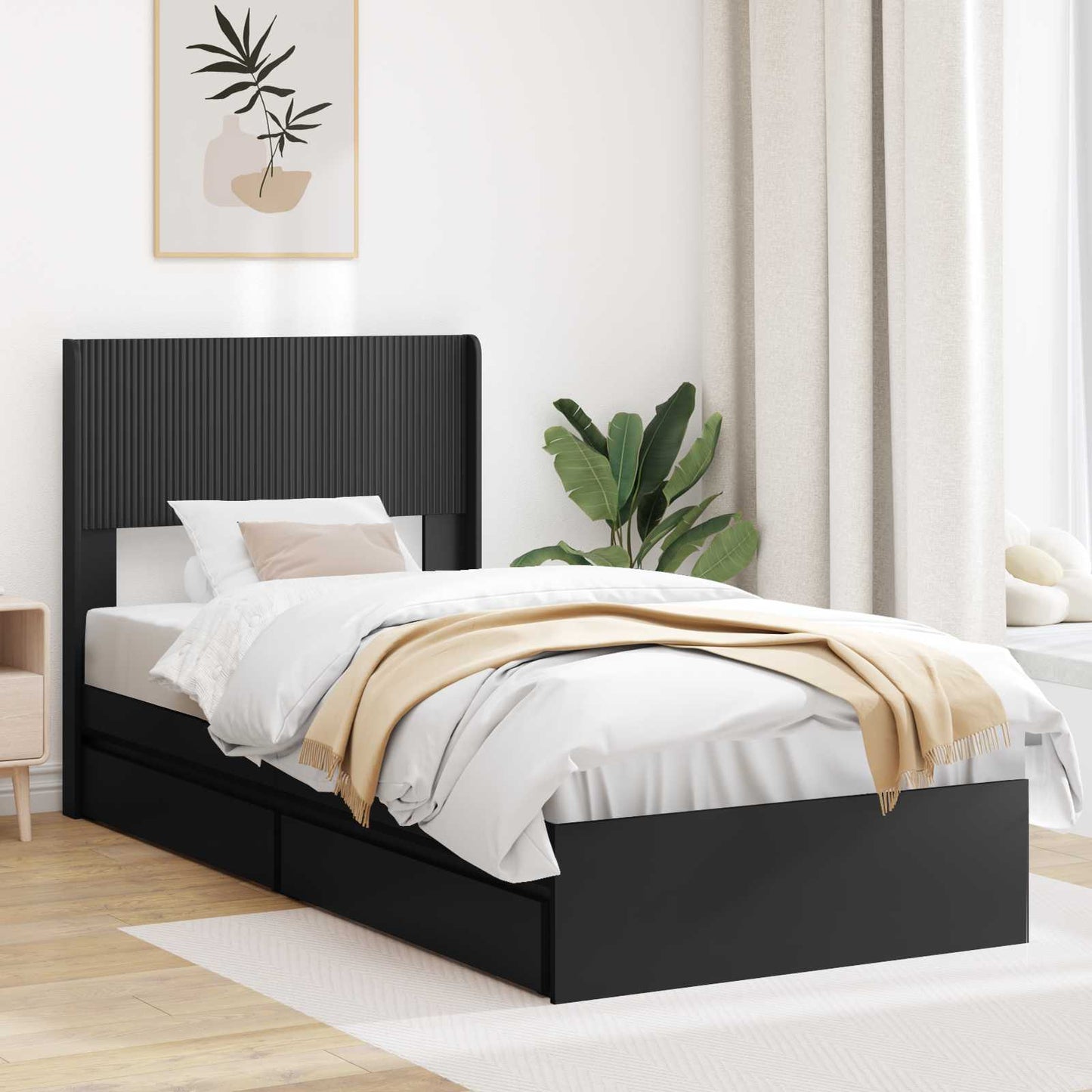 vidaXL Καλάθι με αποθήκη και κεφαλάρι Μαύρο 90 x 190 cm