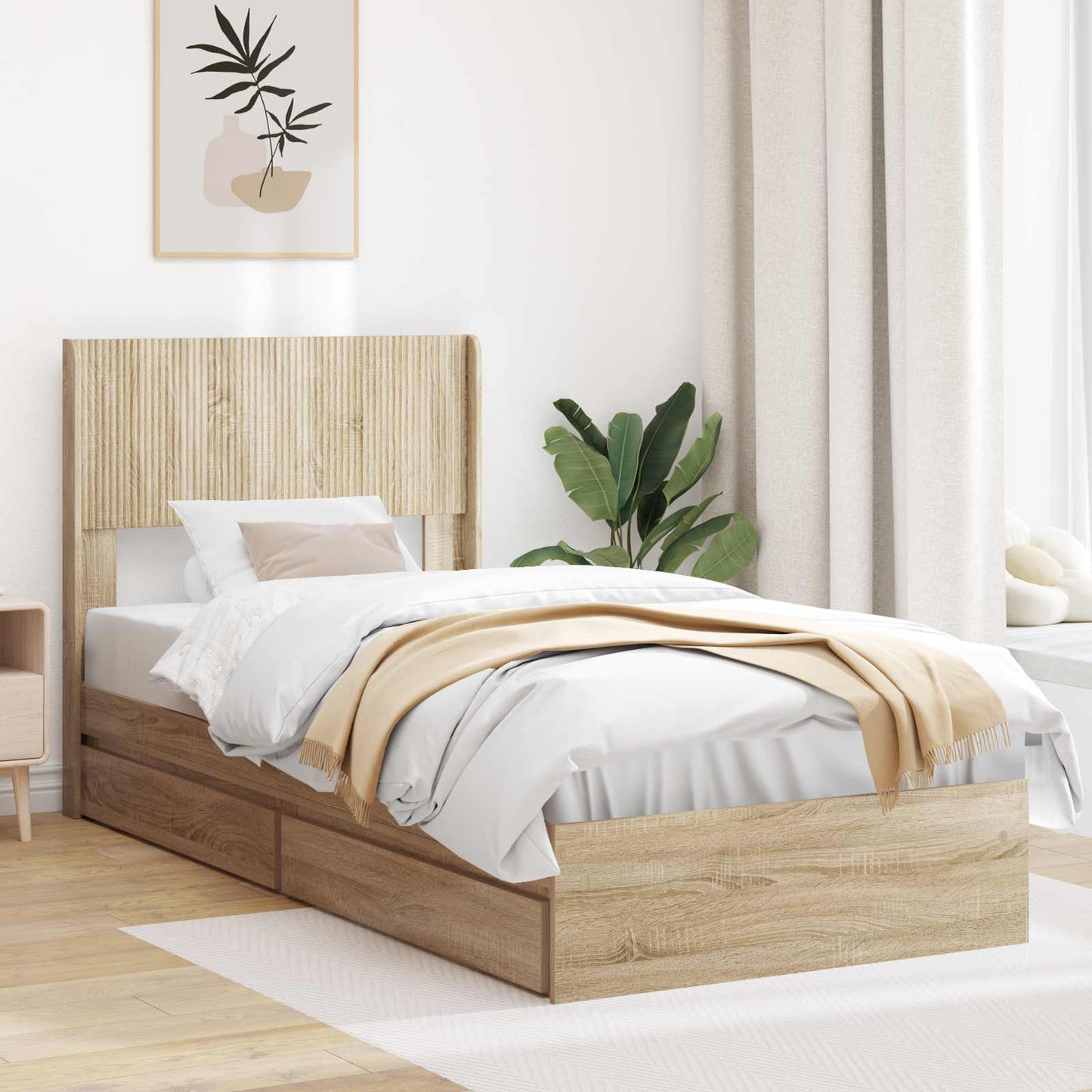 vidaXL Καλάθι με αποθήκη και κεφαλάρι Sonoma Δρυς 90 x 190 cm