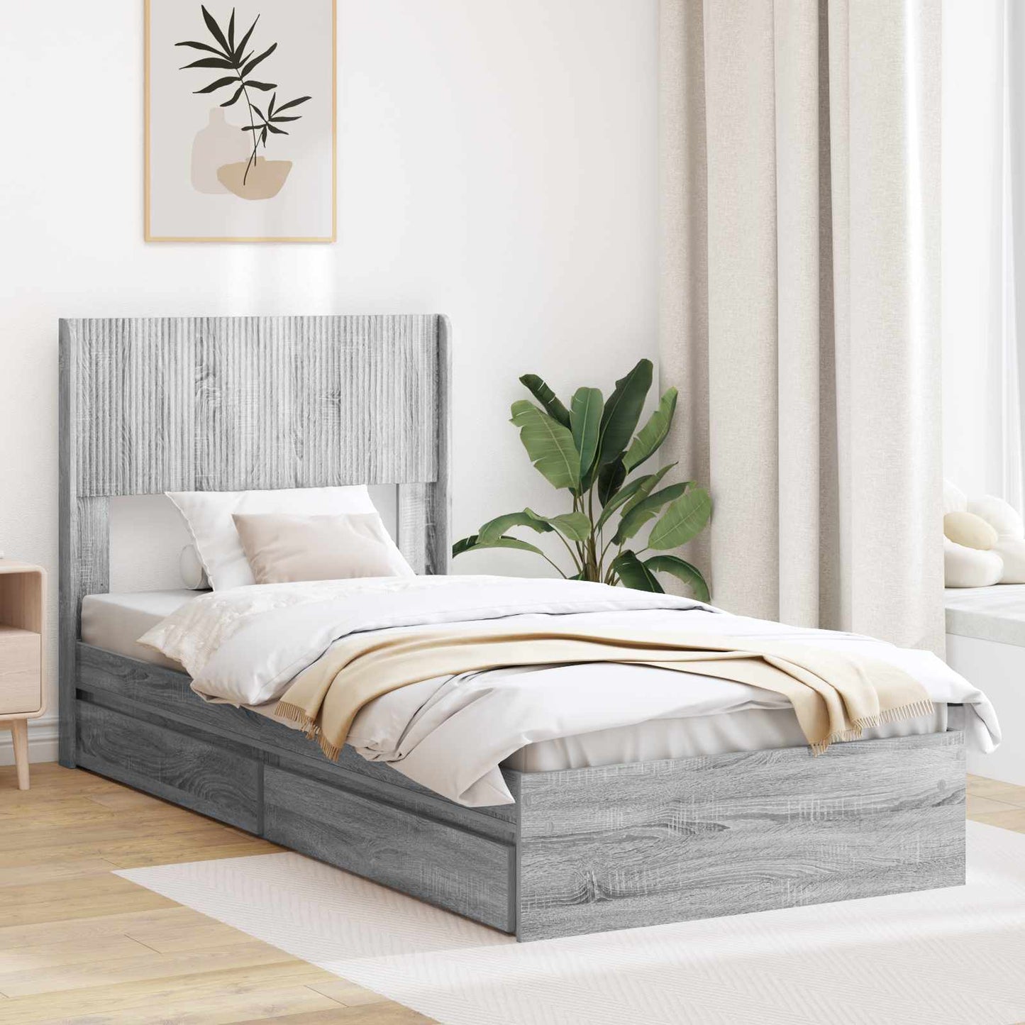 vidaXL Καλάθι με αποθήκη και κεφαλάρι Γκρι Sonoma 75 x 190 cm