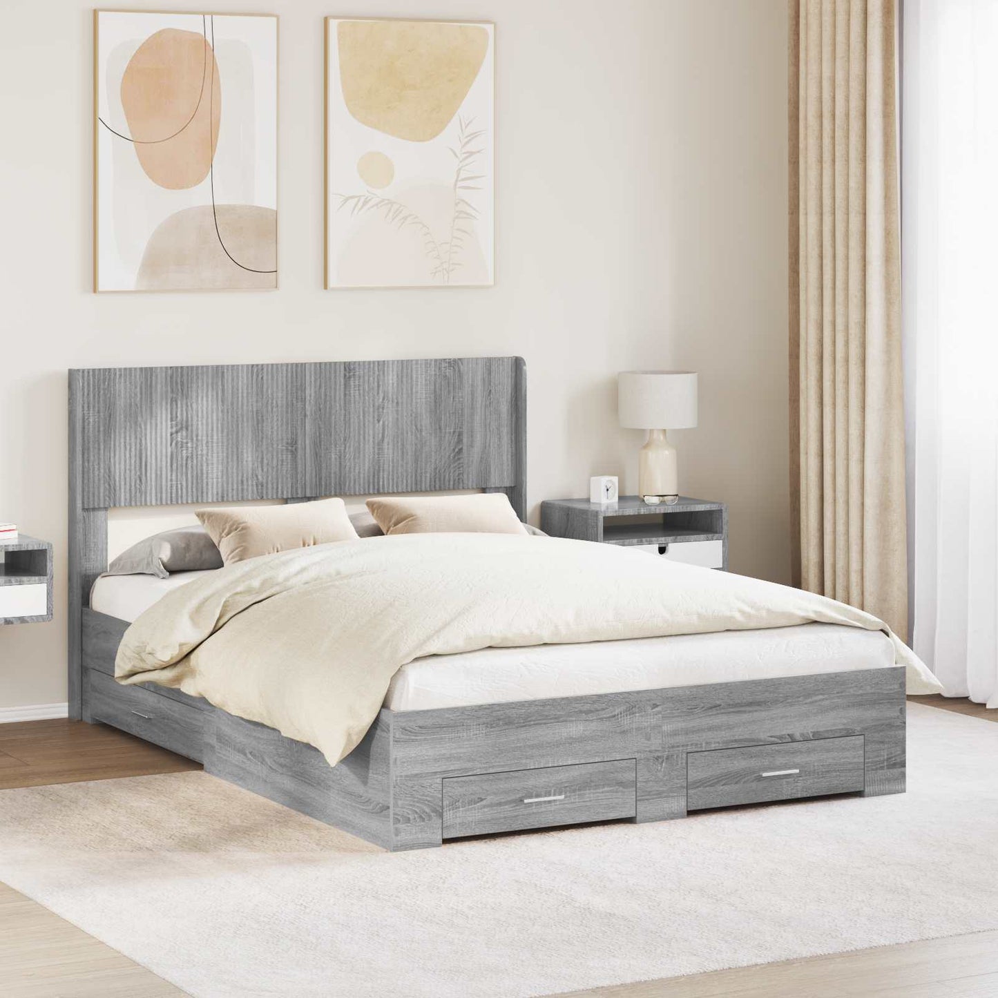vidaXL Καλάθι με αποθήκη και κεφαλάρι Γκρι Sonoma 140 x 200 cm