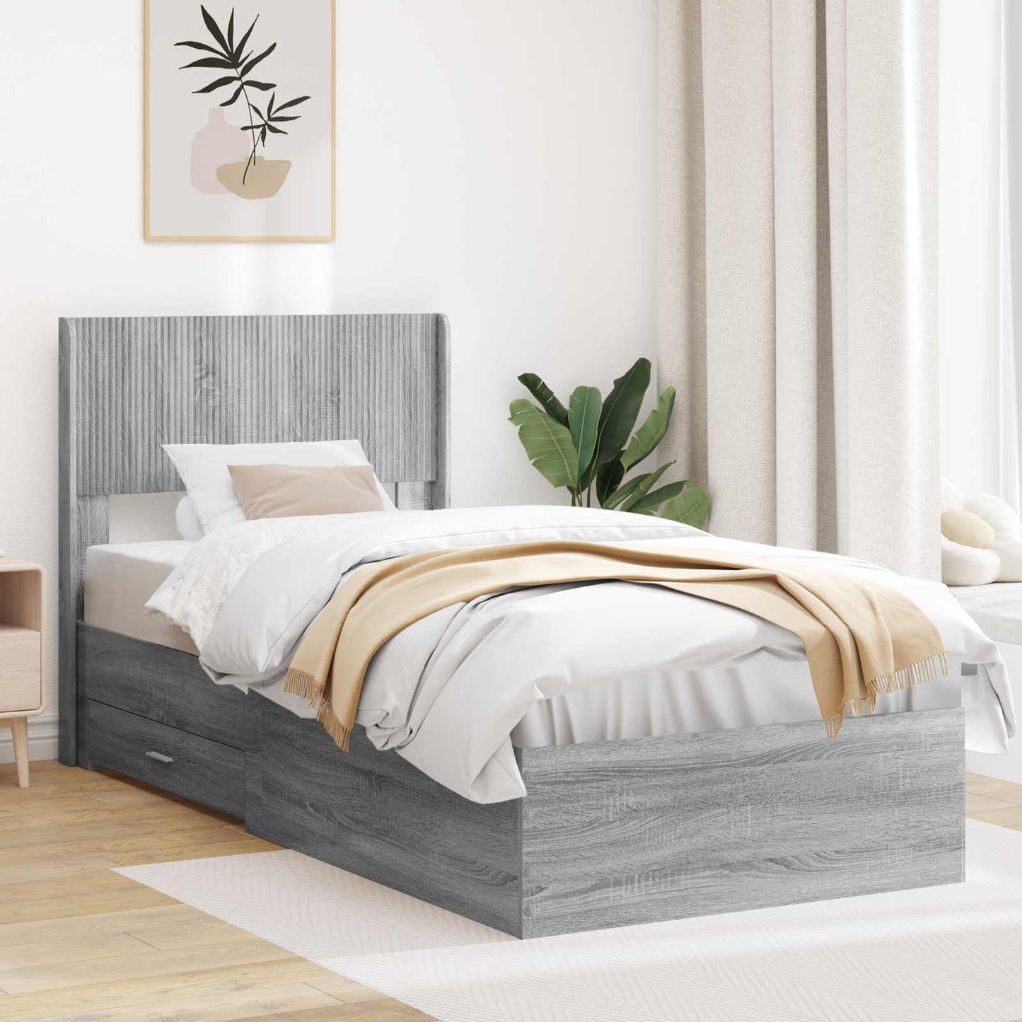 vidaXL Καλάθι με αποθήκη και κεφαλάρι Γκρι Sonoma 100 x 200 cm