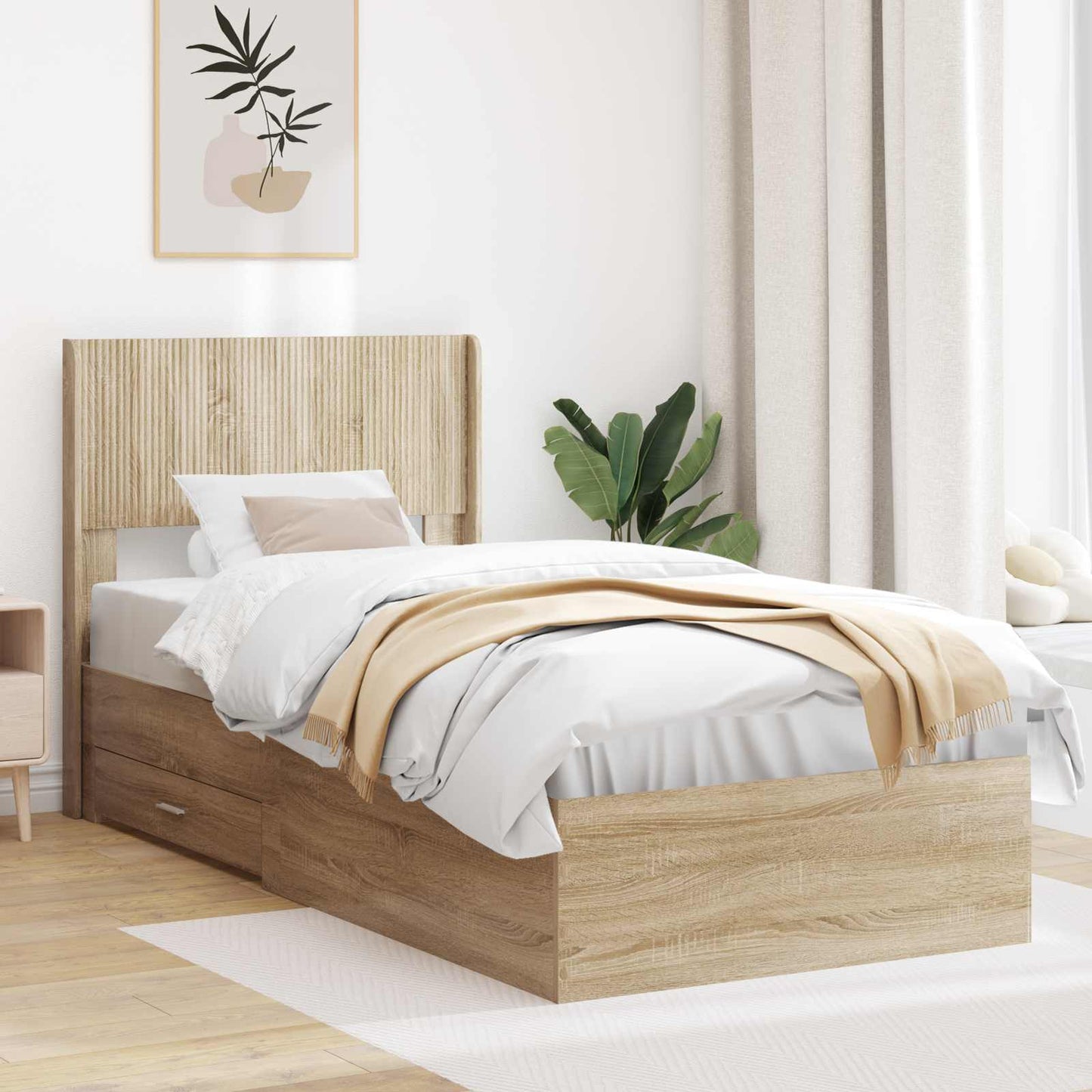 vidaXL Καλάθι με αποθήκη και κεφαλάρι Sonoma Δρυς 90 x 190 cm