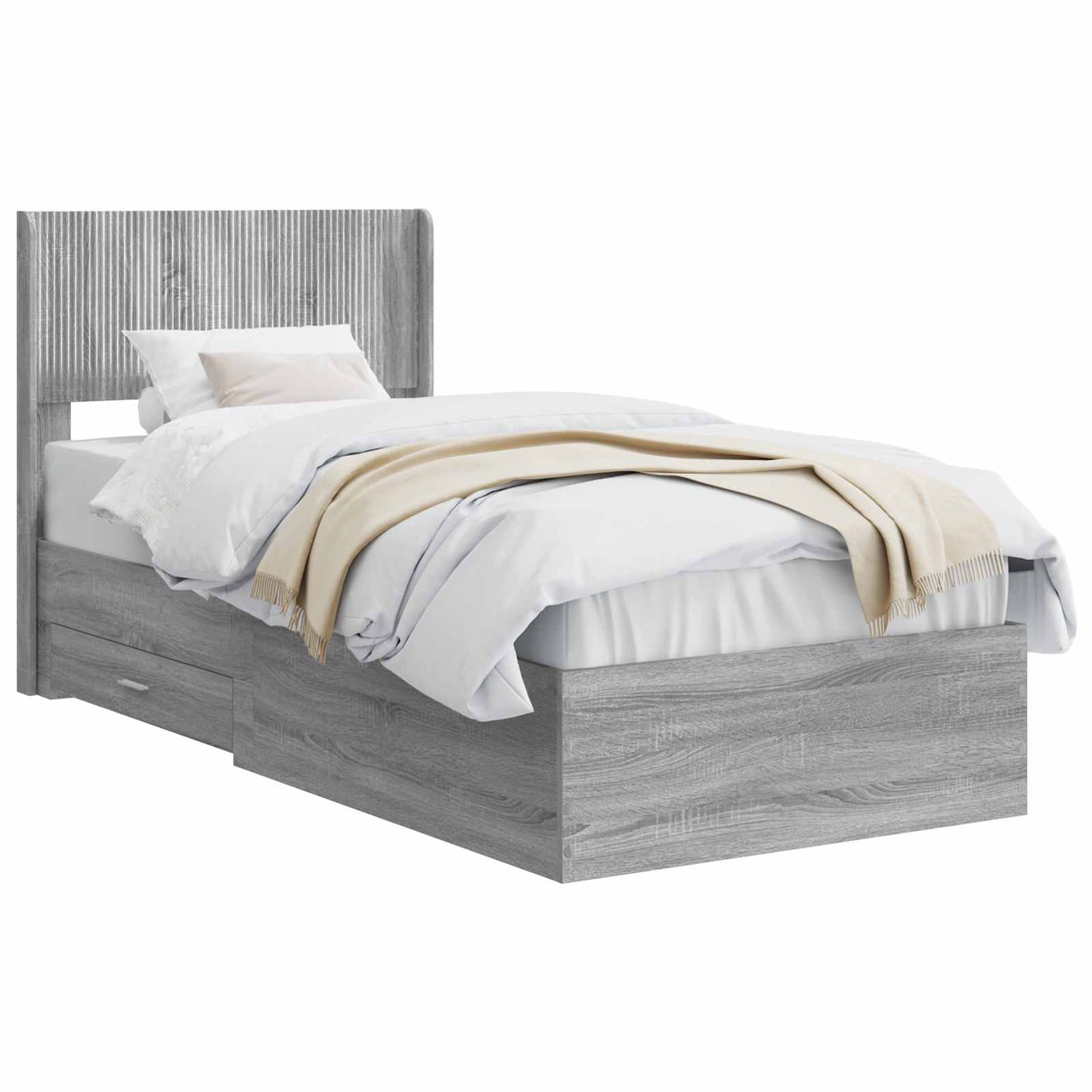 vidaXL Καλάθι με αποθήκη και κεφαλάρι Γκρι Sonoma 90 x 190 cm