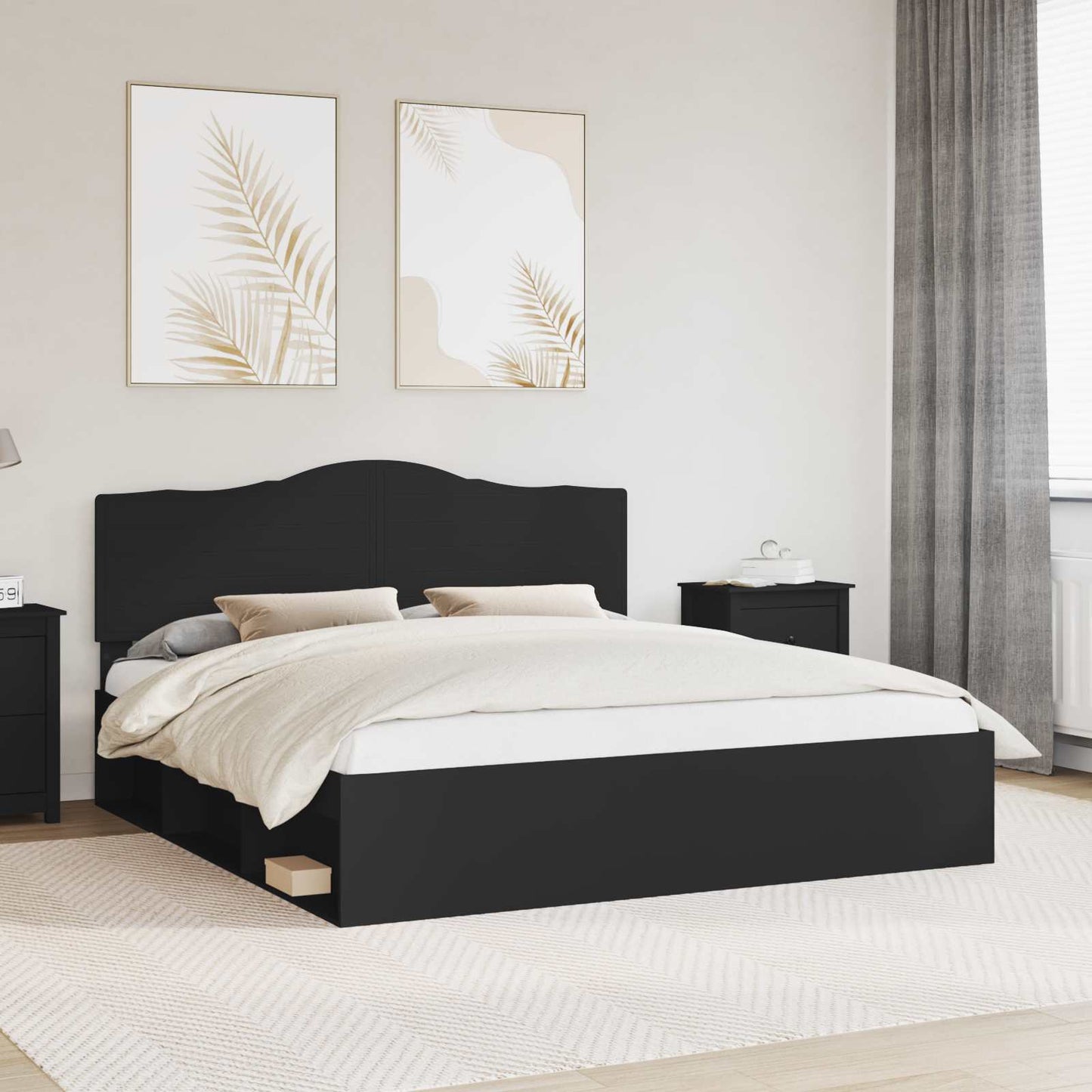 vidaXL Σκελετός Κρεβατιού Μαύρο 180 x 200 cm Στερεά ξυλεία πεύκου