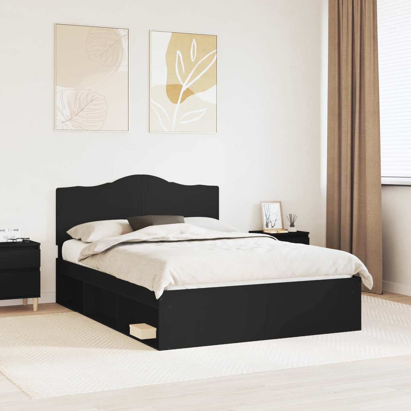 vidaXL Σκελετός Κρεβατιού Μαύρο 160 x 200 cm Στερεά ξυλεία πεύκου