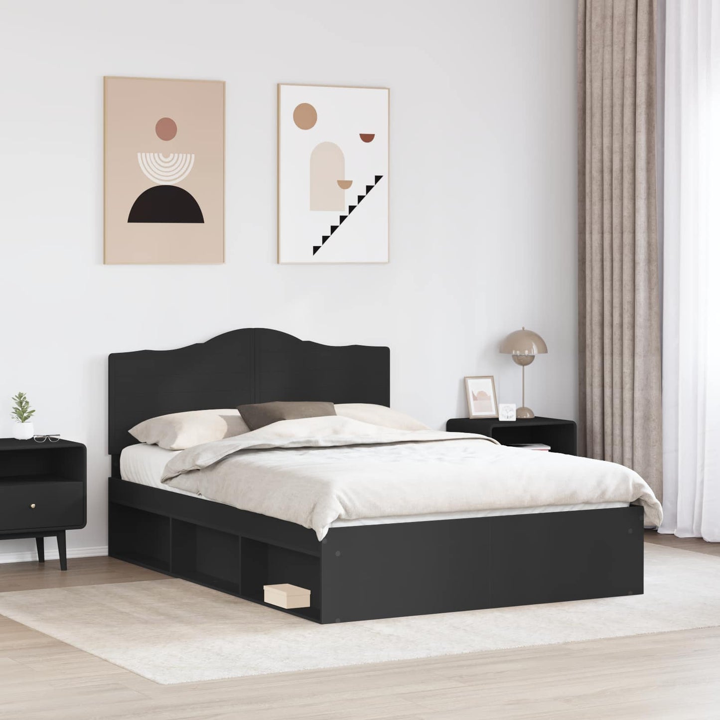 vidaXL Σκελετός Κρεβατιού Μαύρο 160 x 200 cm Στερεά ξυλεία πεύκου