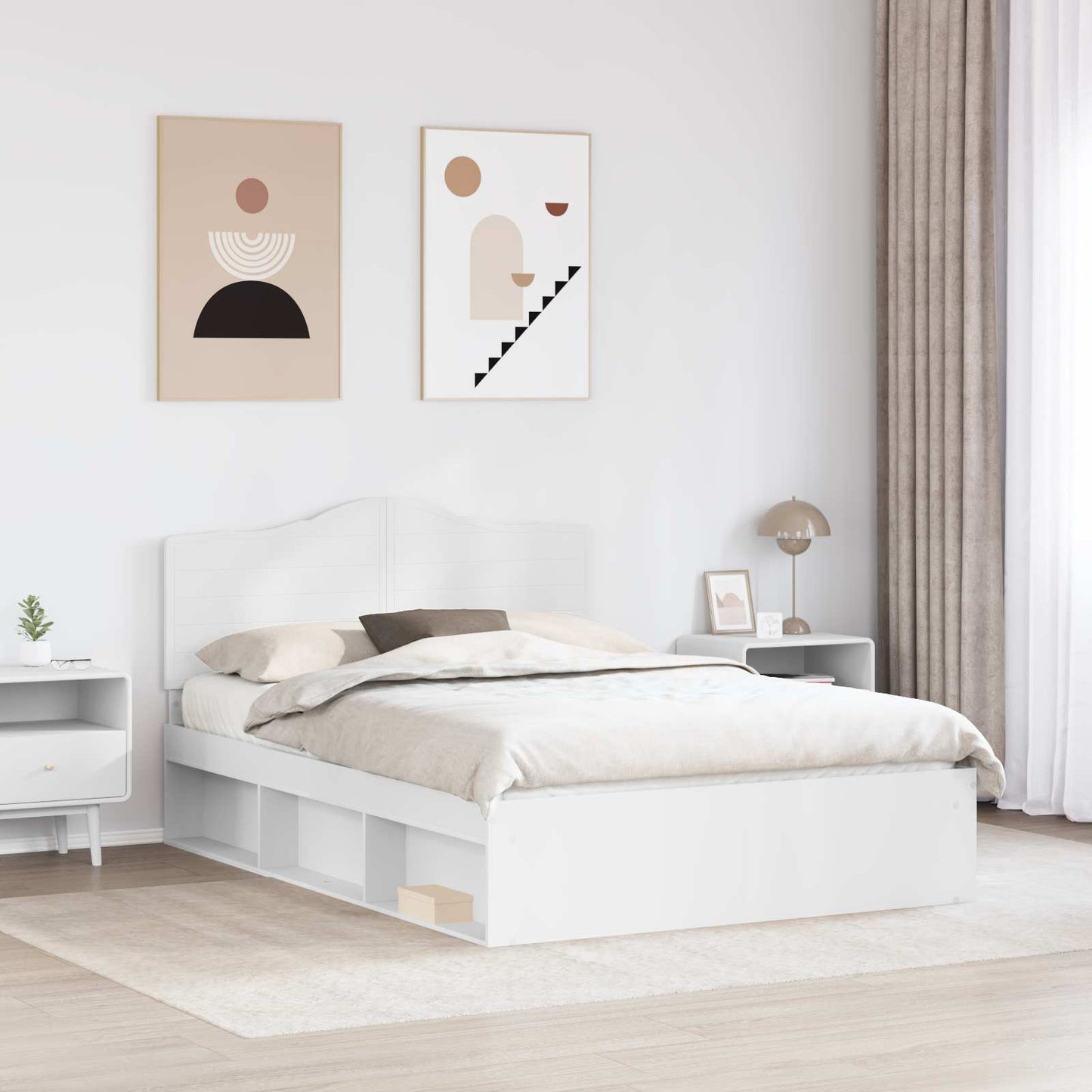 vidaXL Σκελετός Κρεβατιού Λευκό 150 x 200 cm Στερεά ξυλεία πεύκου