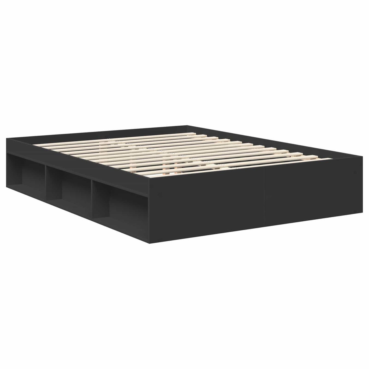 vidaXL Σκελετός Κρεβατιού Μαύρο 150 x 200 cm Στερεά ξυλεία πεύκου