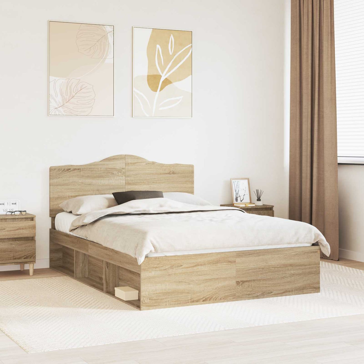 vidaXL Σκελετός Κρεβατιού με κεφαλάρι Δρύς Sonoma 150 x 200 cm