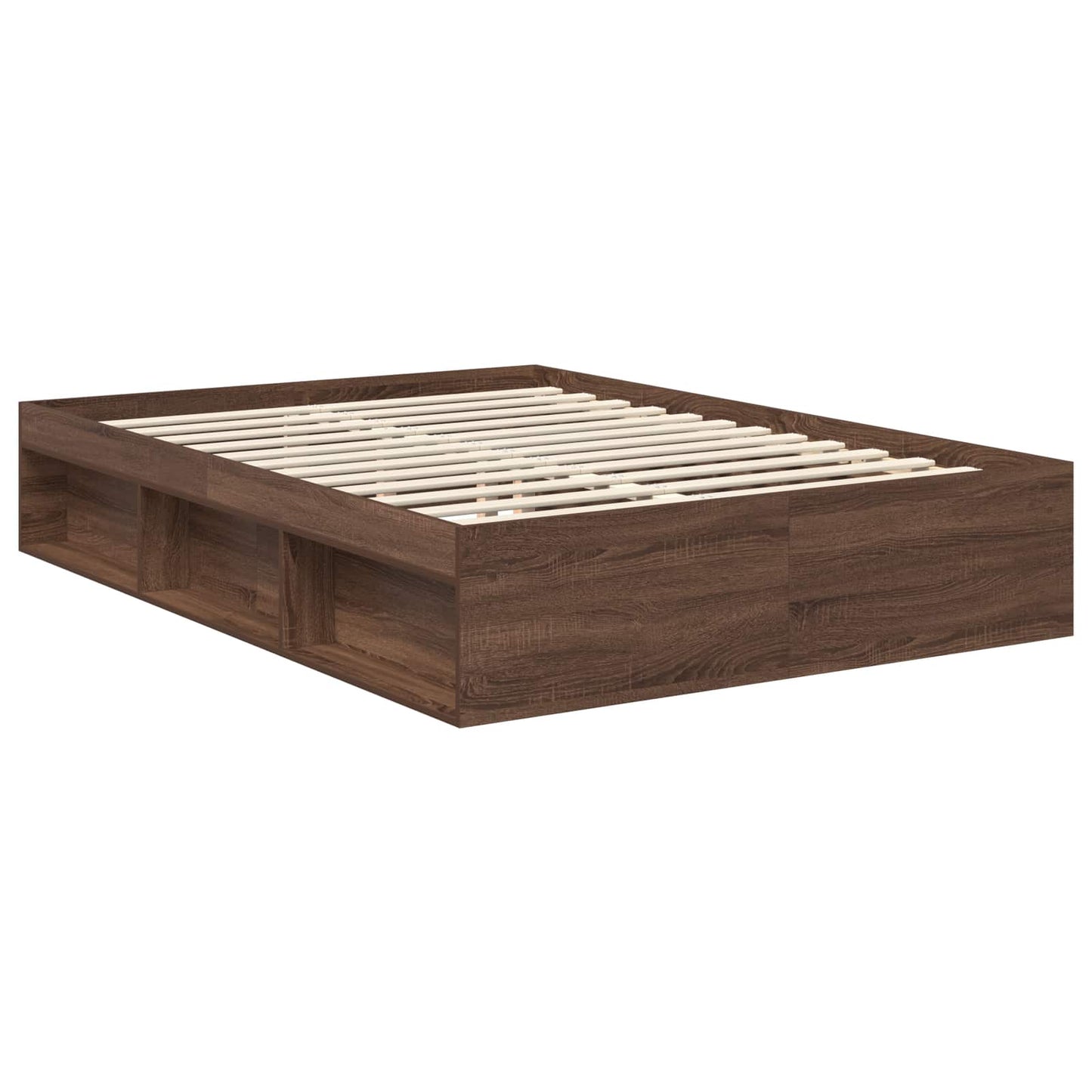 vidaXL Σκελετός Κρεβατιού Καφέ δρυς 140 x 200 cm Στερεά ξυλεία πεύκου