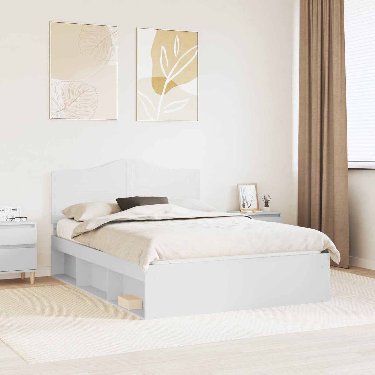 vidaXL Σκελετός Κρεβατιού Λευκό 140 x 190 cm Στερεά ξυλεία πεύκου