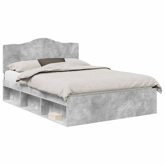 vidaXL Σκελετός Κρεβατιού Σκυρόδεμα 140 x 190 cm Στερεά ξυλεία πεύκου