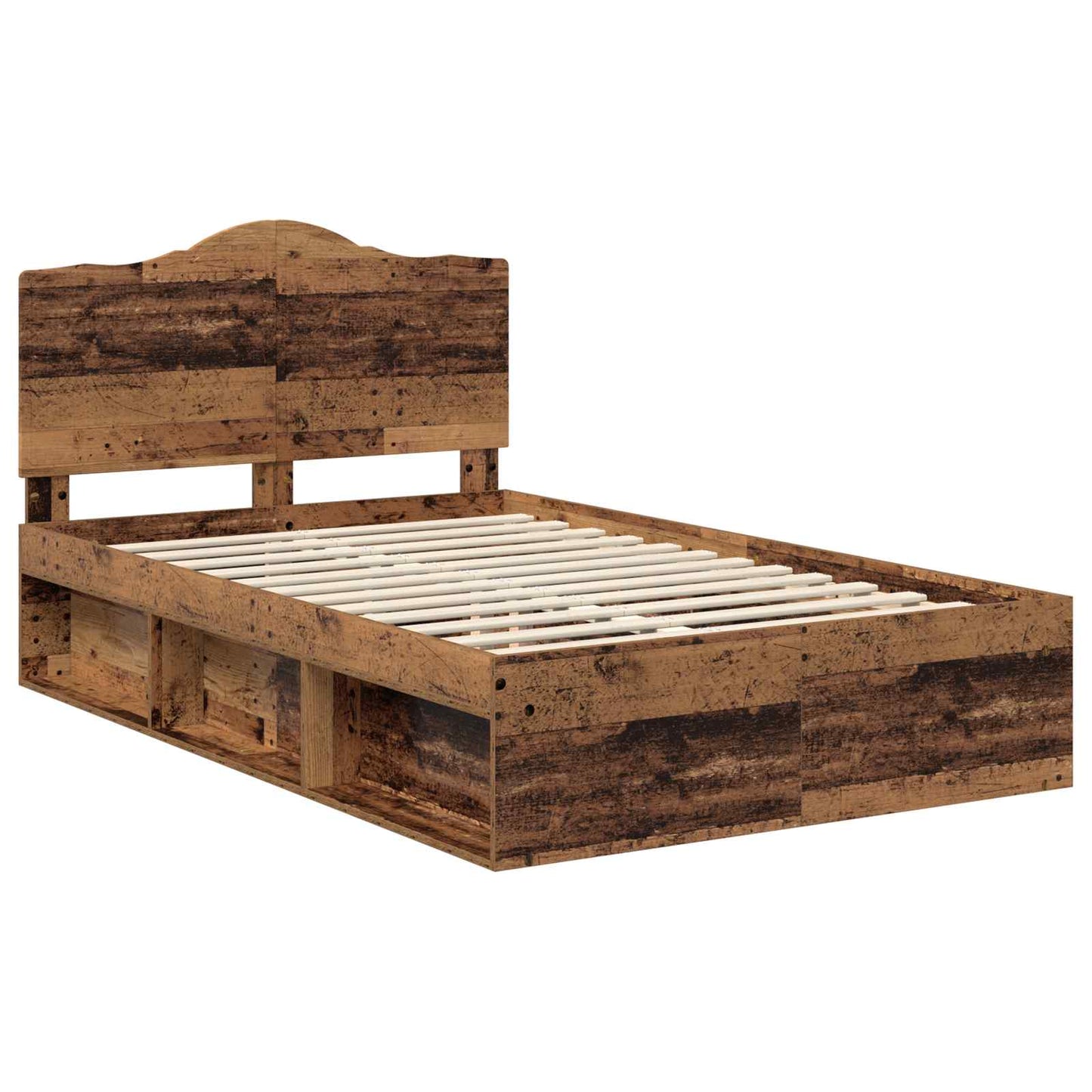 vidaXL Σκελετός Κρεβατιού Παλιό ξύλο 135 x 190 cm Στερεά ξυλεία πεύκου