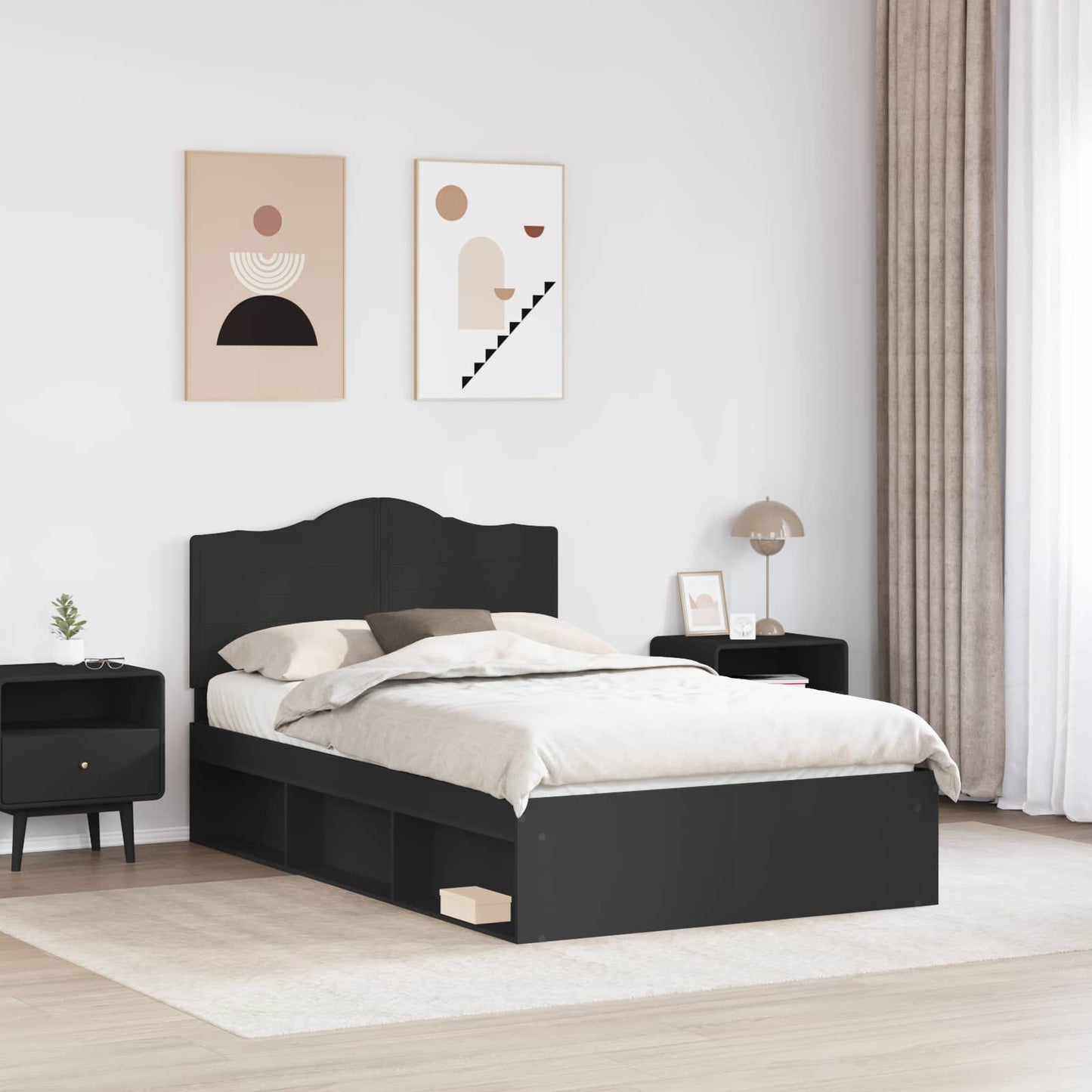 vidaXL Σκελετός Κρεβατιού Μαύρο 120 x 200 cm Στερεά ξυλεία πεύκου