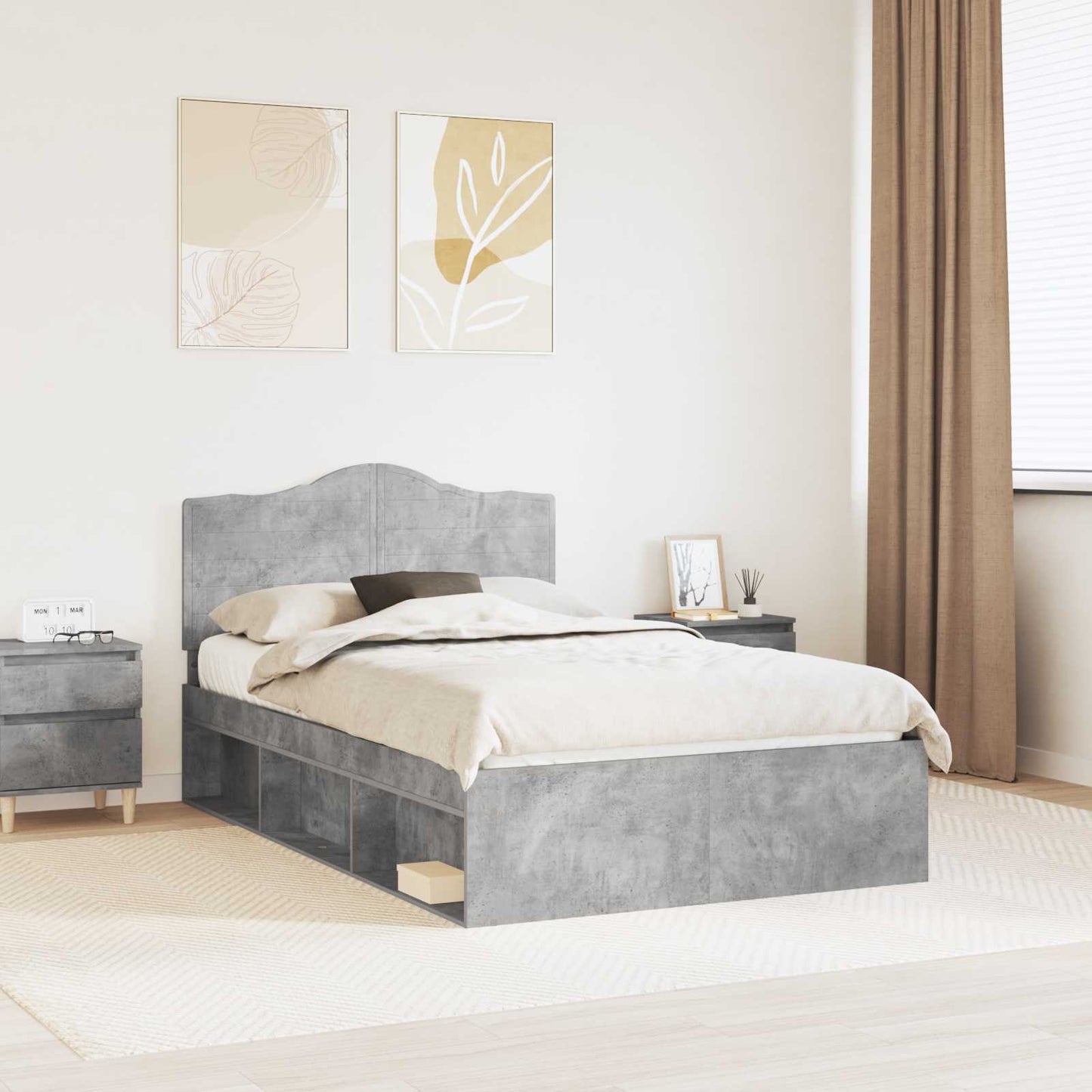 vidaXL Σκελετός Κρεβατιού Σκυρόδεμα 120 x 200 cm Στερεά ξυλεία πεύκου