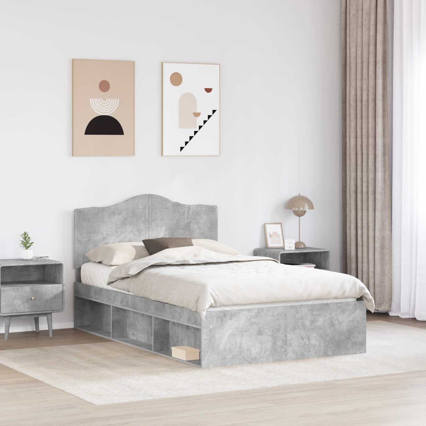 vidaXL Σκελετός Κρεβατιού Σκυρόδεμα 120 x 190 cm Στερεά ξυλεία πεύκου