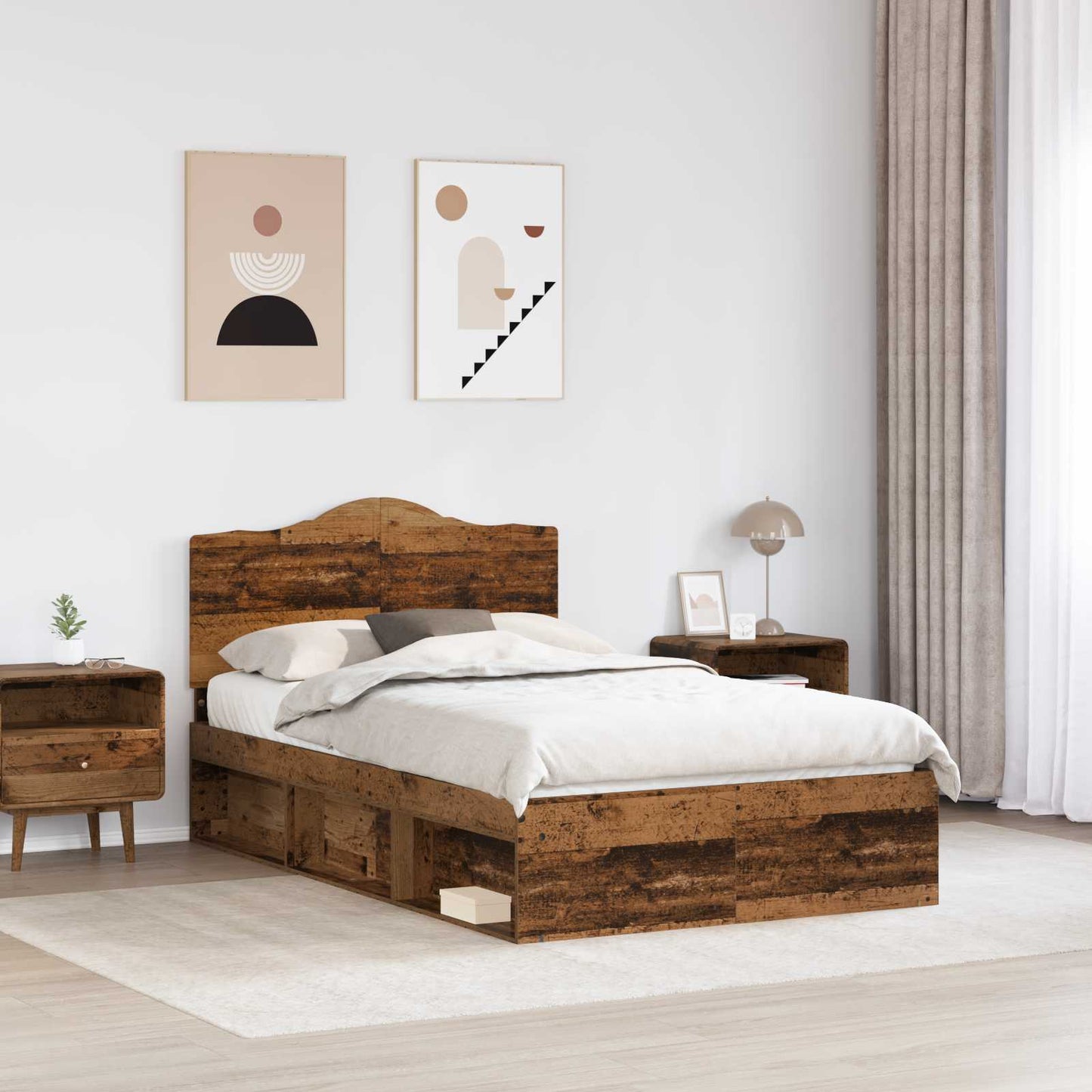 vidaXL Σκελετός Κρεβατιού Παλιό ξύλο 120 x 190 cm Στερεά ξυλεία πεύκου