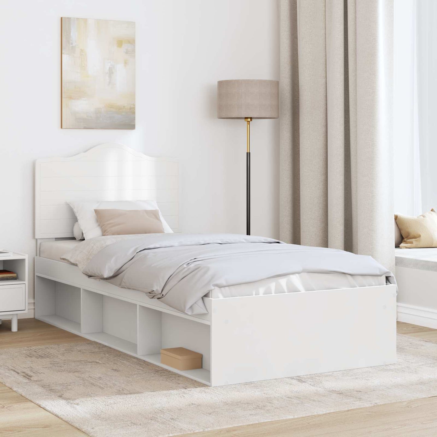 vidaXL Σκελετός Κρεβατιού Λευκό 100 x 200 cm Στερεά ξυλεία πεύκου