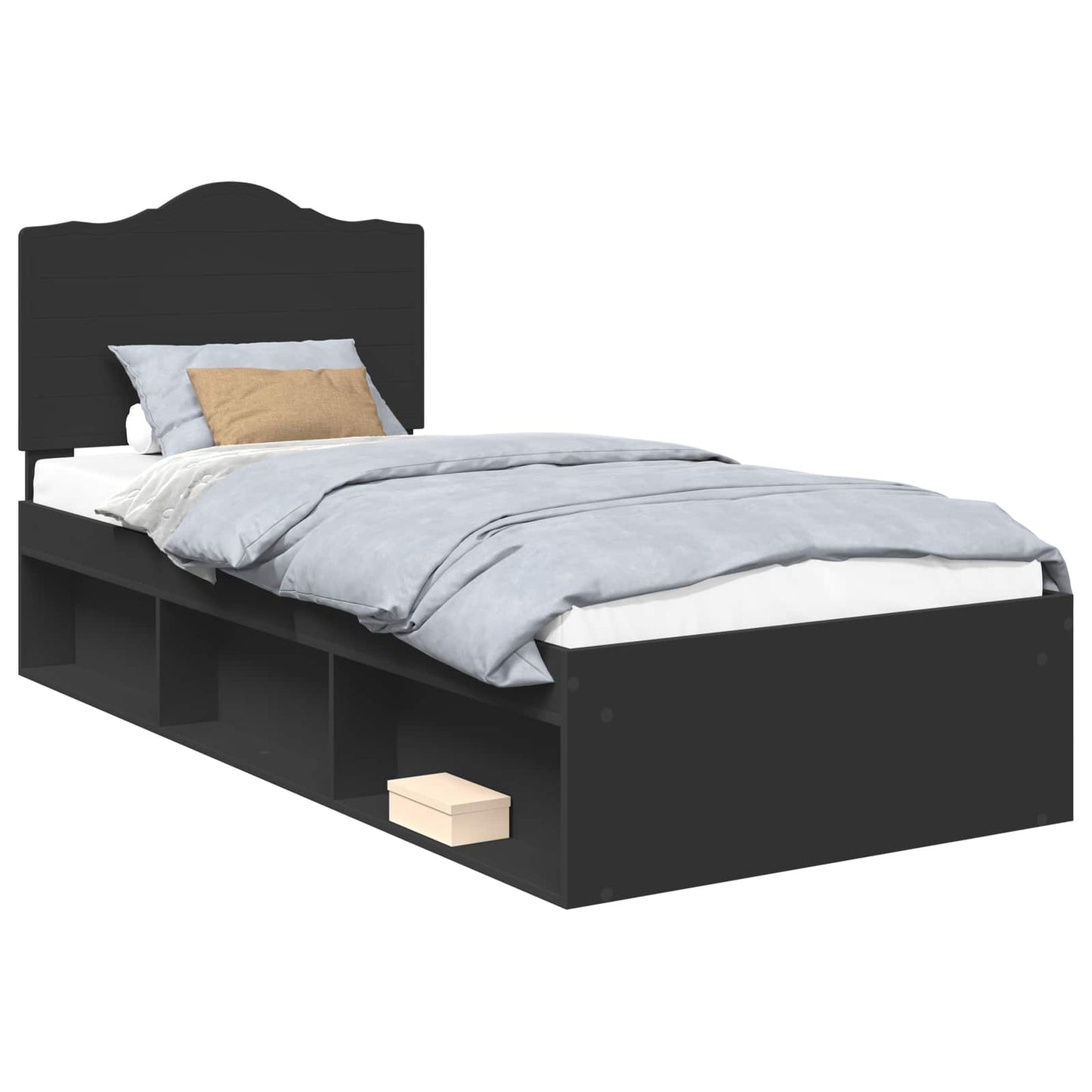 vidaXL Σκελετός Κρεβατιού Μαύρο 90 x 190 cm Στερεά ξυλεία πεύκου