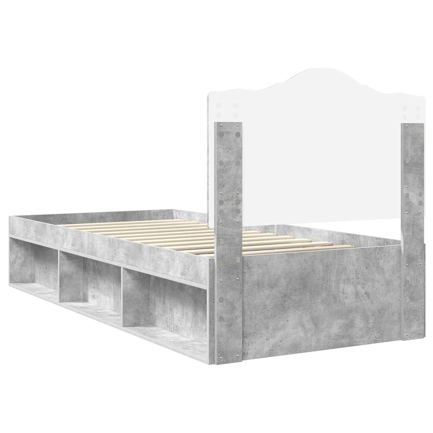vidaXL Σκελετός Κρεβατιού Γκρι Μπετόν 90 x 190 cm Στερεά ξυλεία πεύκου