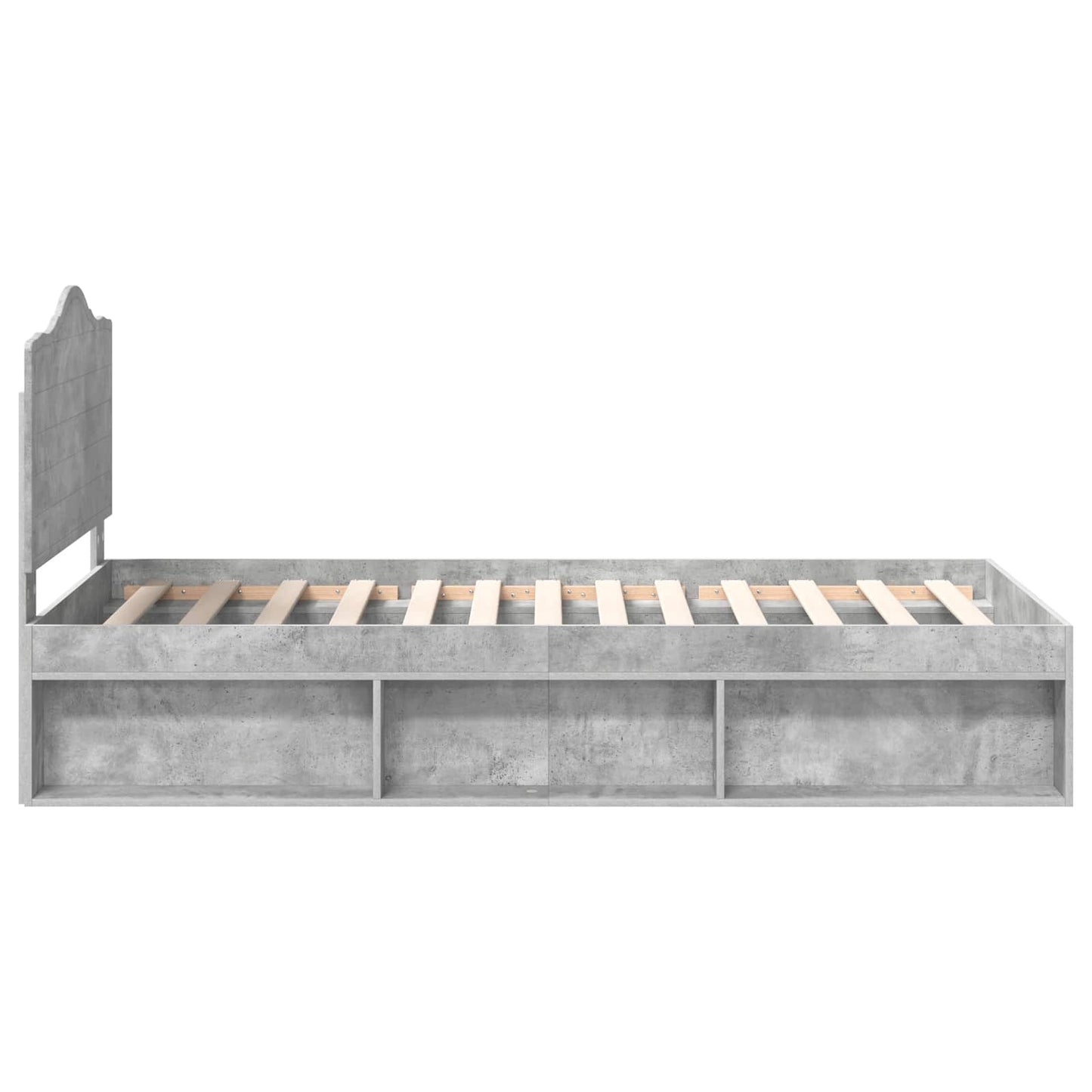 vidaXL Σκελετός Κρεβατιού Γκρι Μπετόν 90 x 190 cm Στερεά ξυλεία πεύκου